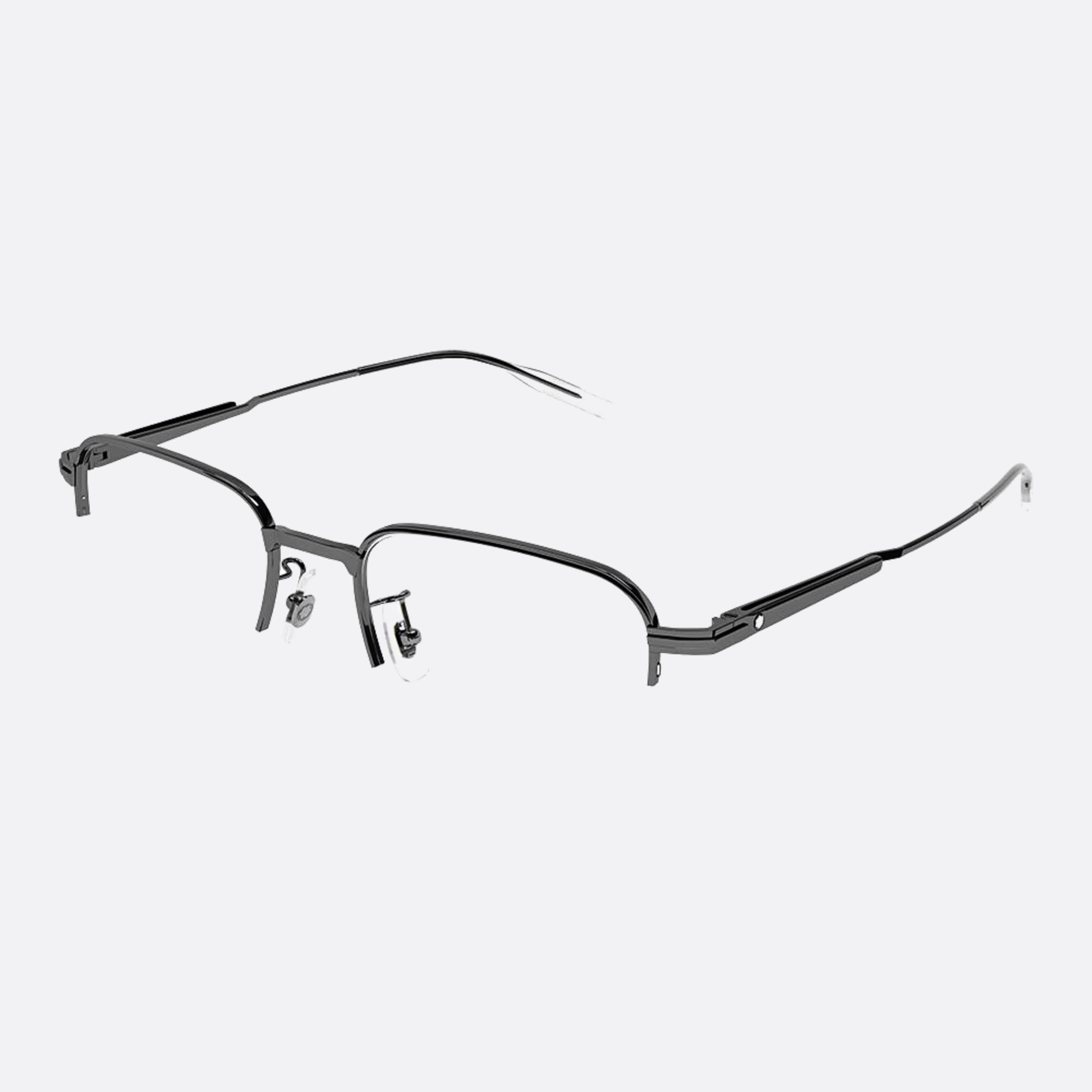 Montblanc 54mm Mb0220oa Ruthenium Rectangle Men Eyeglasses - Side View