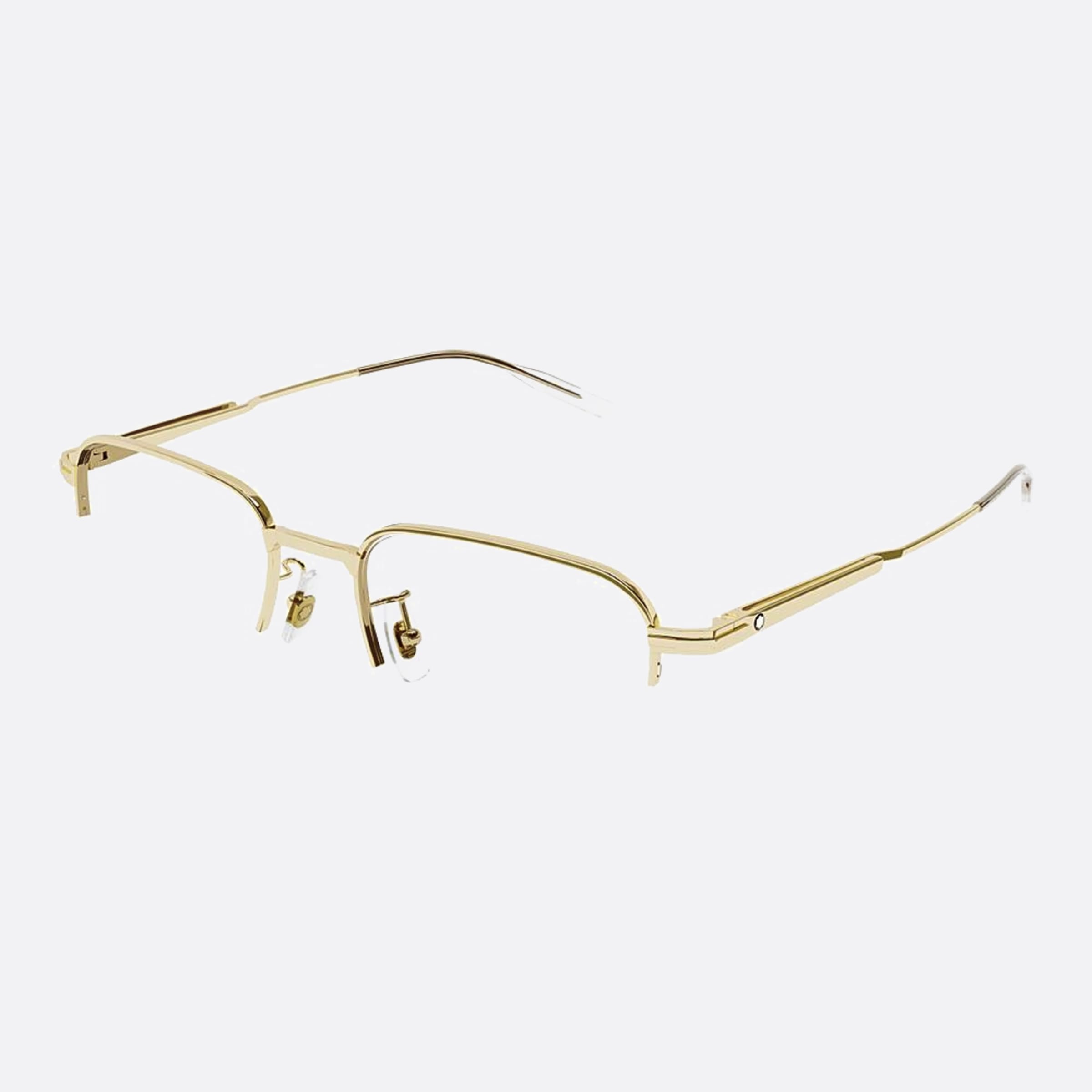 Montblanc 56mm Mb0220oa Gold Rectangle Men Eyeglasses - Side View