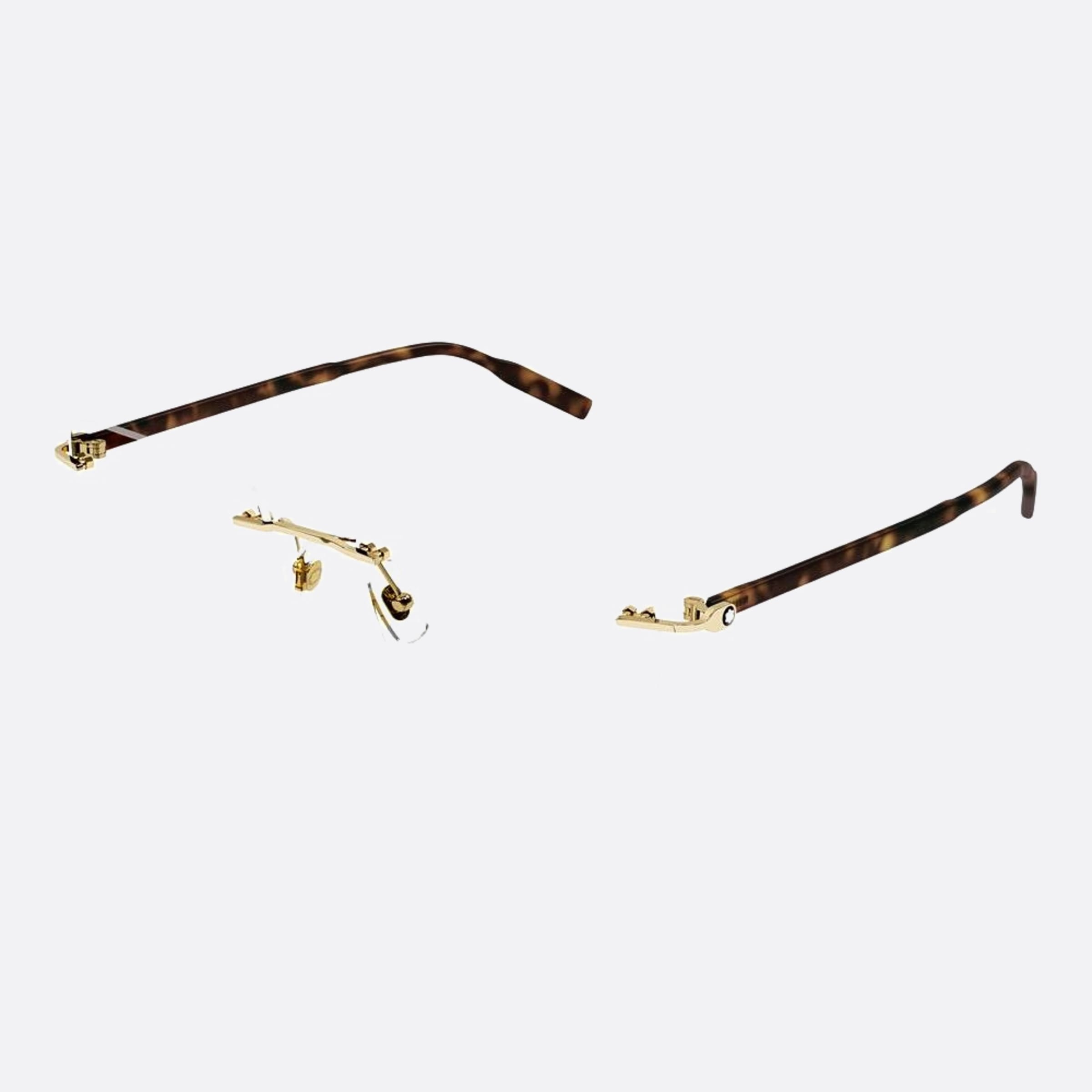 Montblanc 57mm Havana Rectangle Men Eyeglasses - Side View