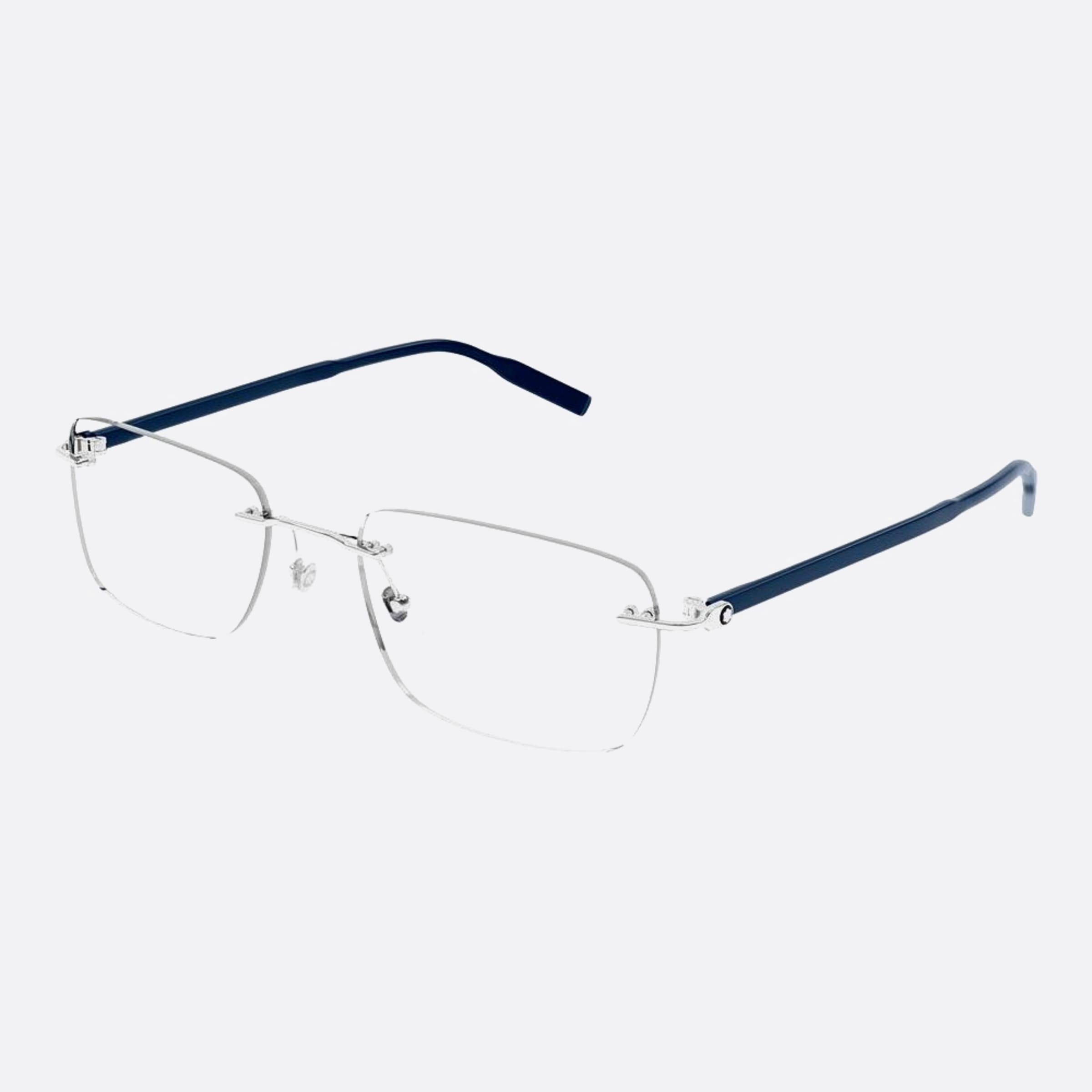Montblanc 55mm Blue Rectangle Man Eyeglasses - Side View