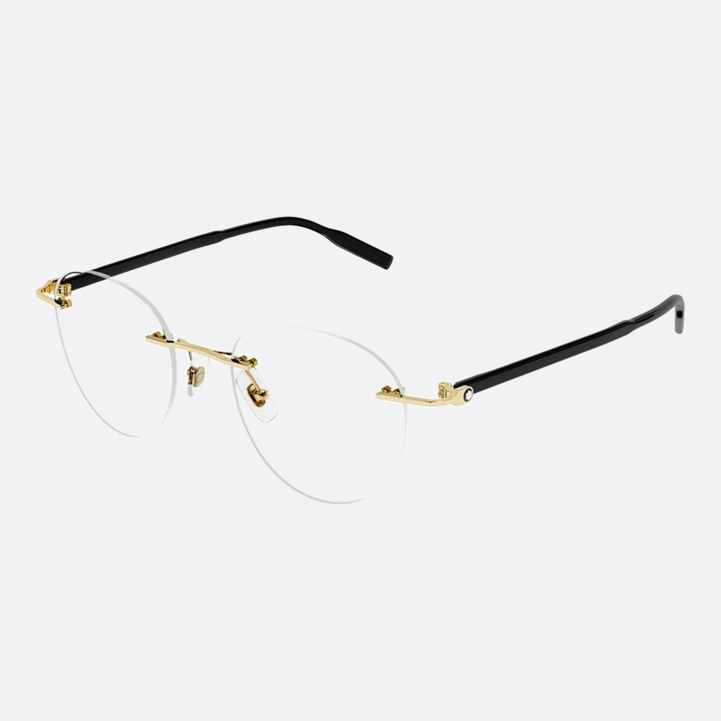 Montblanc 49mm Black Round Man Eyeglasses - Side View