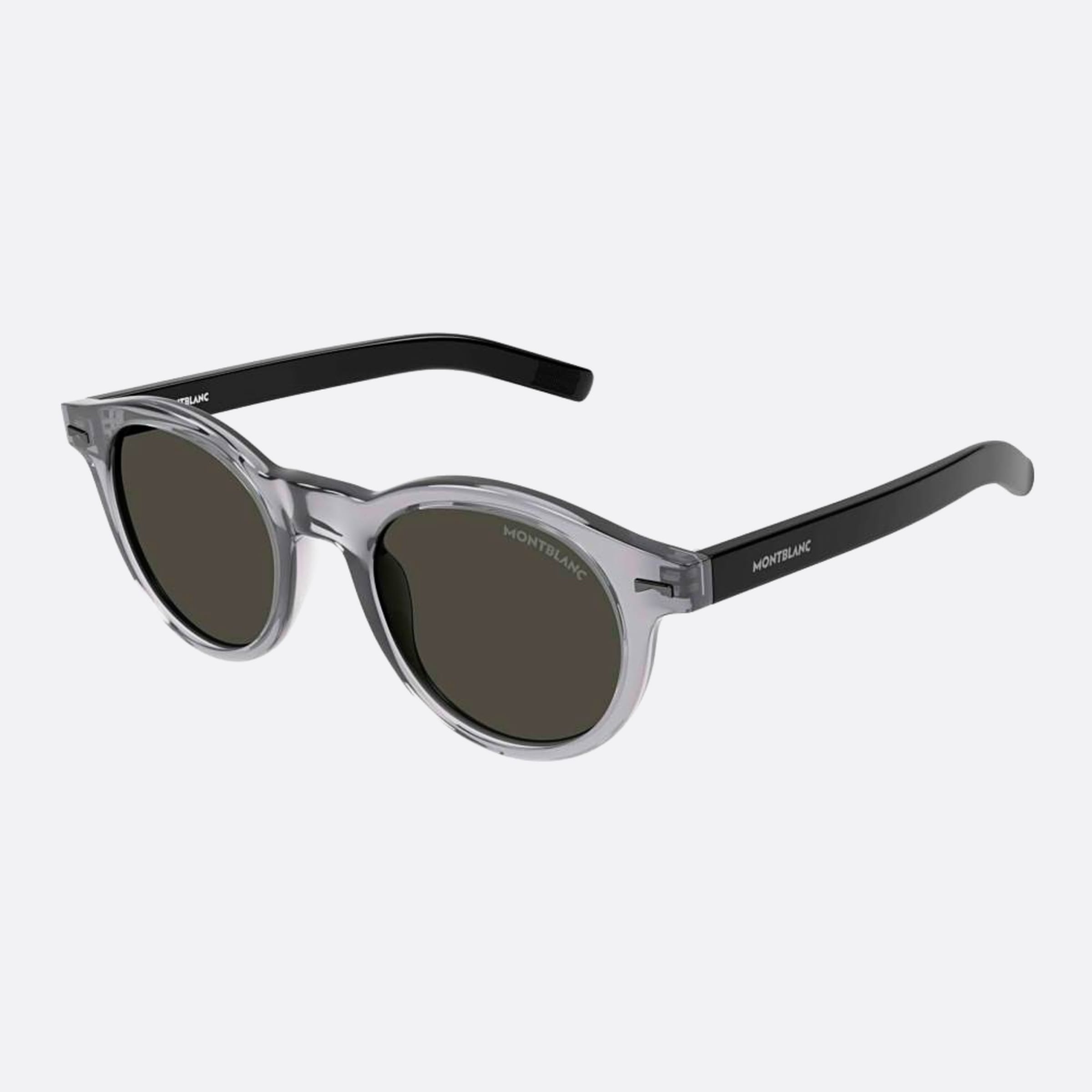 Montblanc 49mm Grey Round Man Sunglasses - Side View