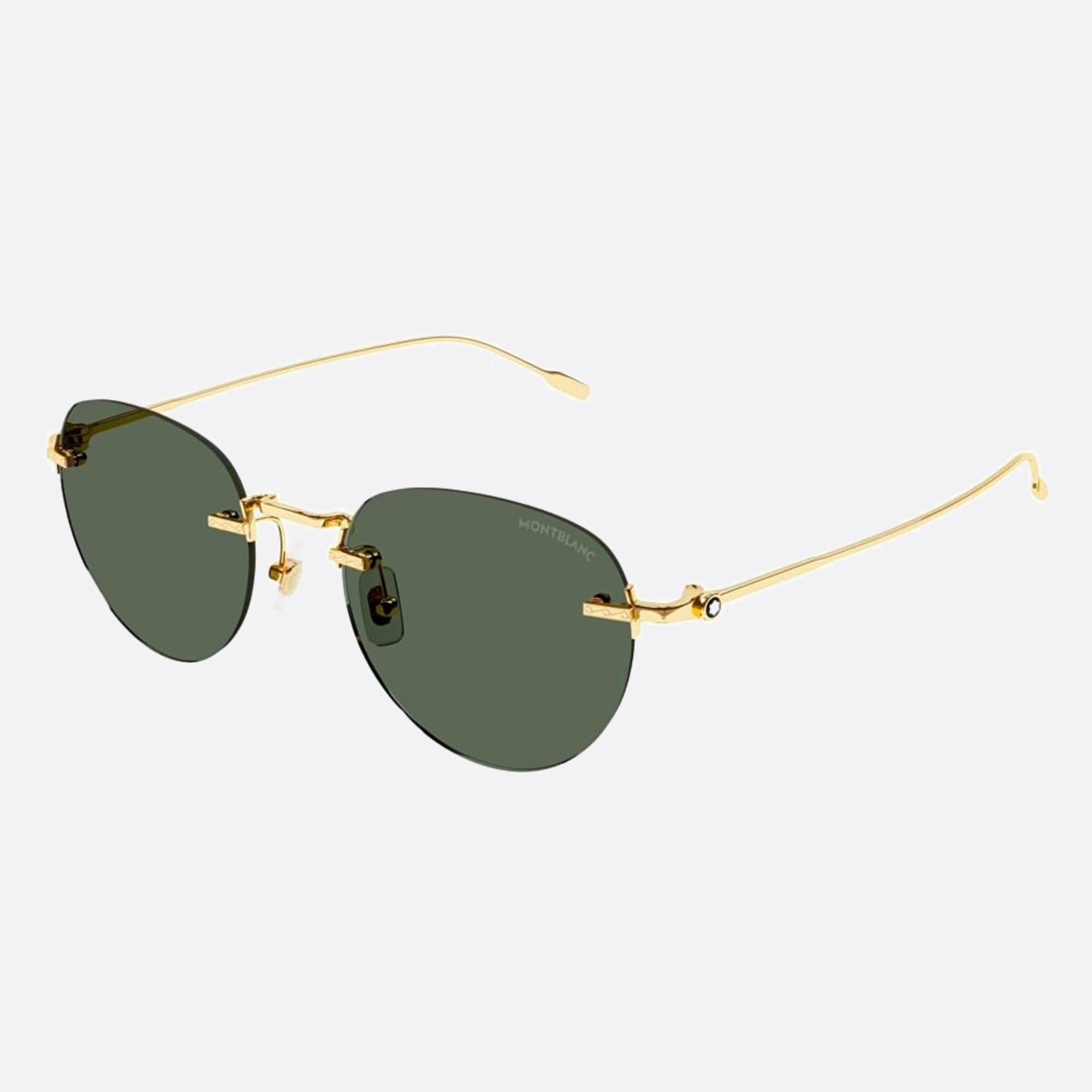 Montblanc 51mm Gold Round Man Sunglasses - Side View