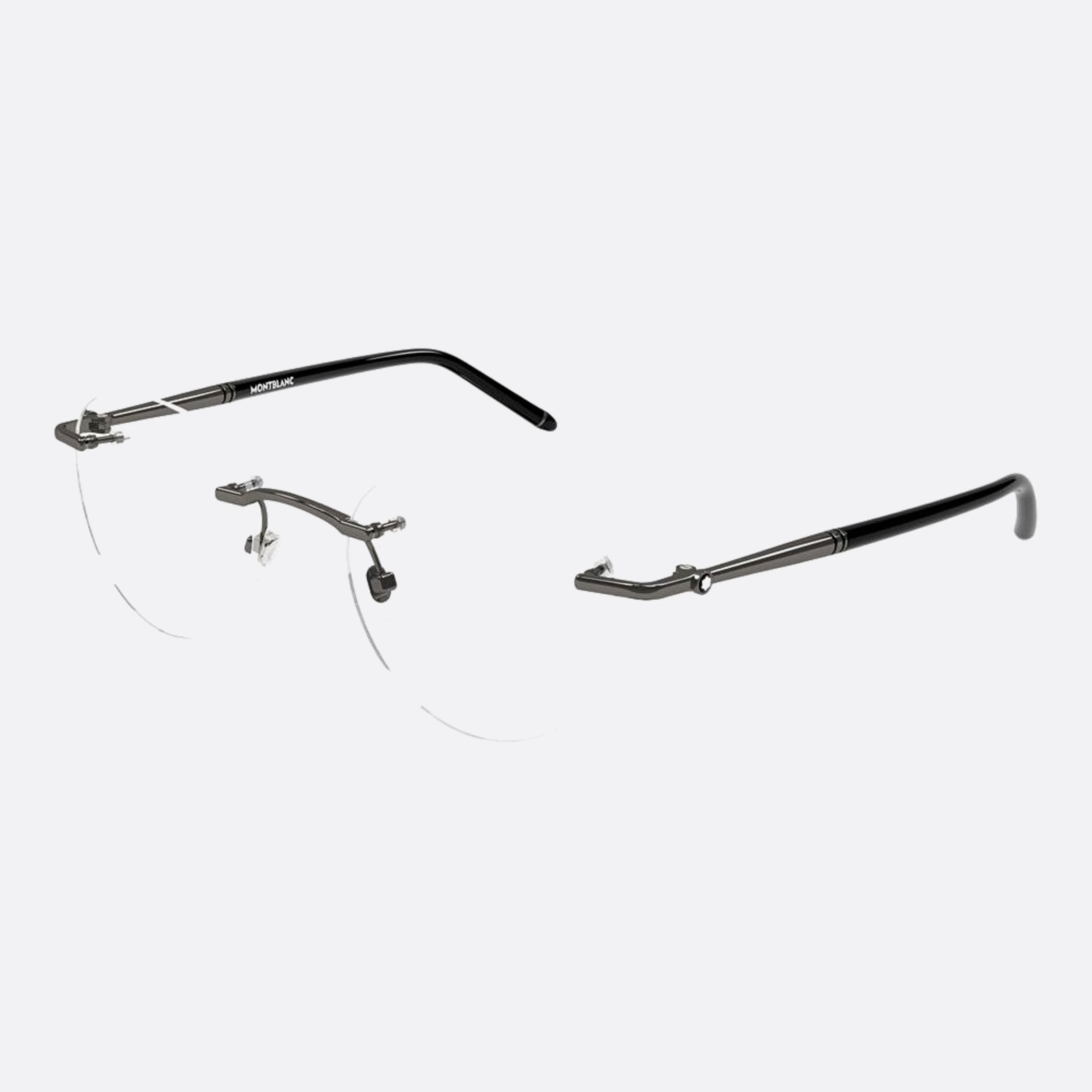 Montblanc 51mm Ruthenium Round Man Eyeglasses - Side View