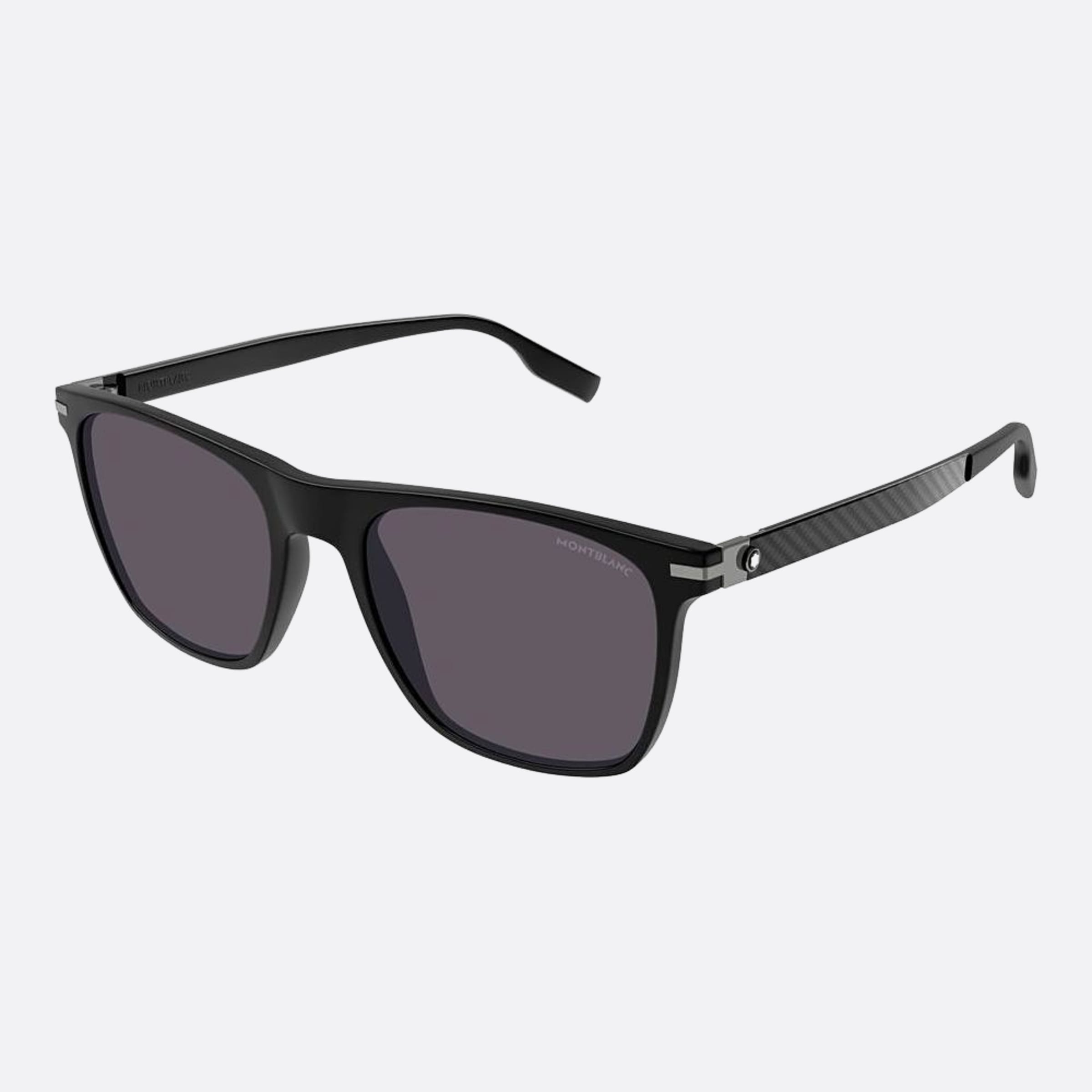 Montblanc 55mm Black Squared Man Sunglasses - Side View