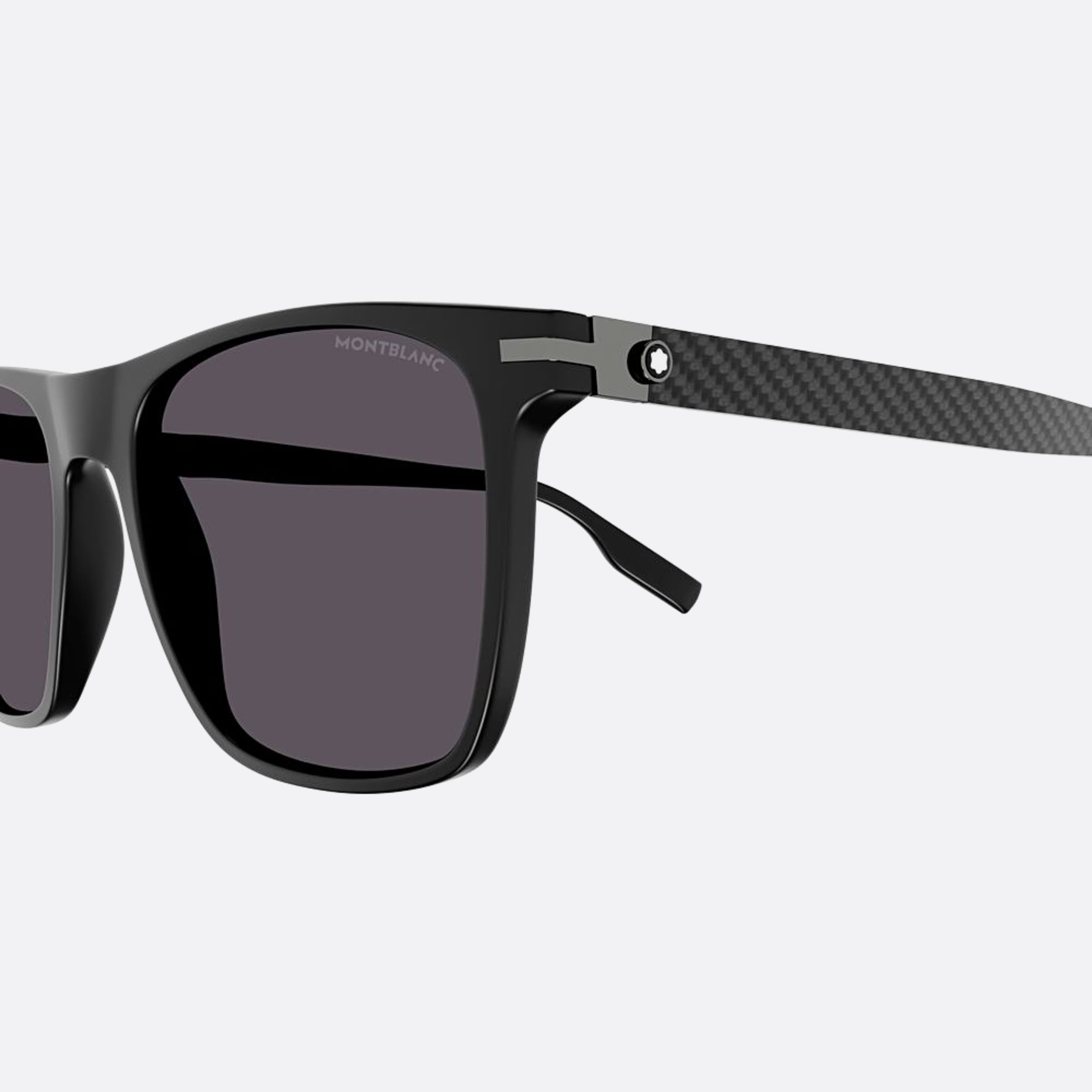 Montblanc 55mm Black Squared Man Sunglasses - Lifestyle Shot