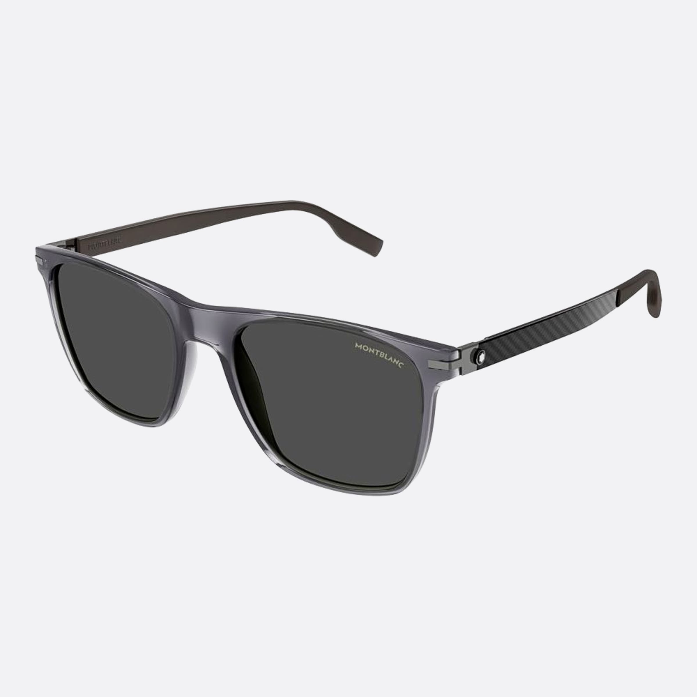Montblanc 55mm Grey Squared Man Sunglasses - Side View