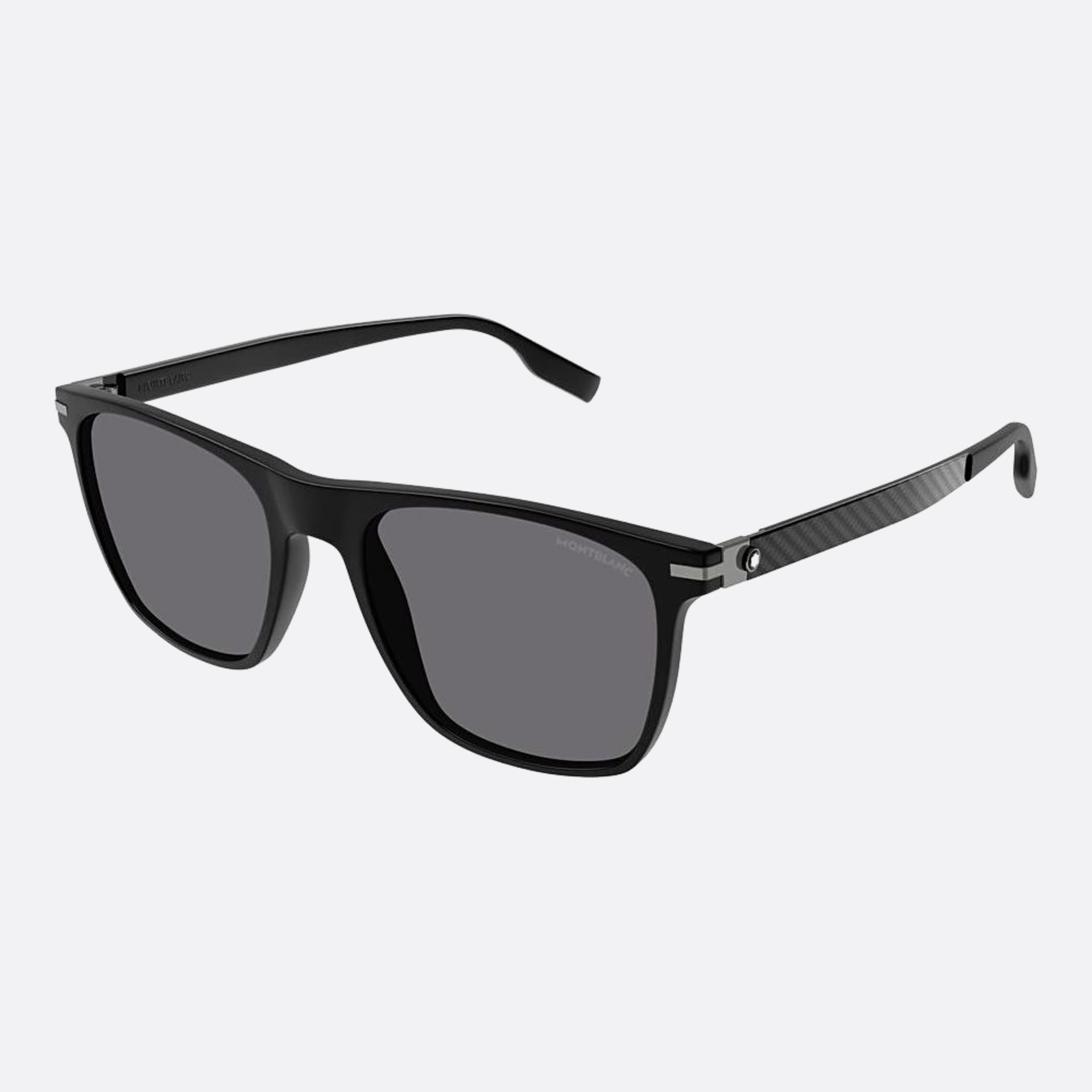Montblanc 55mm Black Squared Polarized Man Sunglasses - Side View