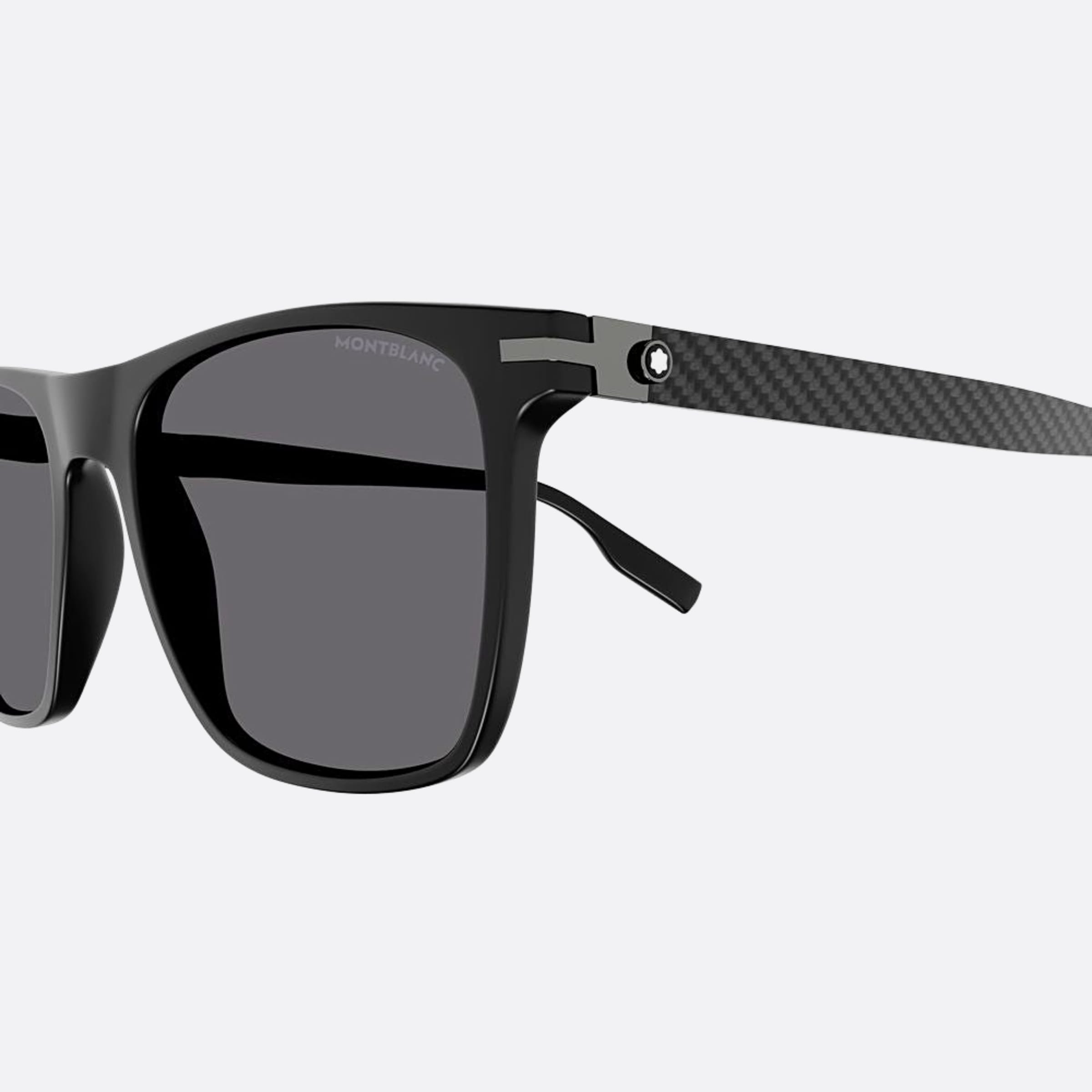Montblanc 55mm Black Squared Polarized Man Sunglasses - Detail View