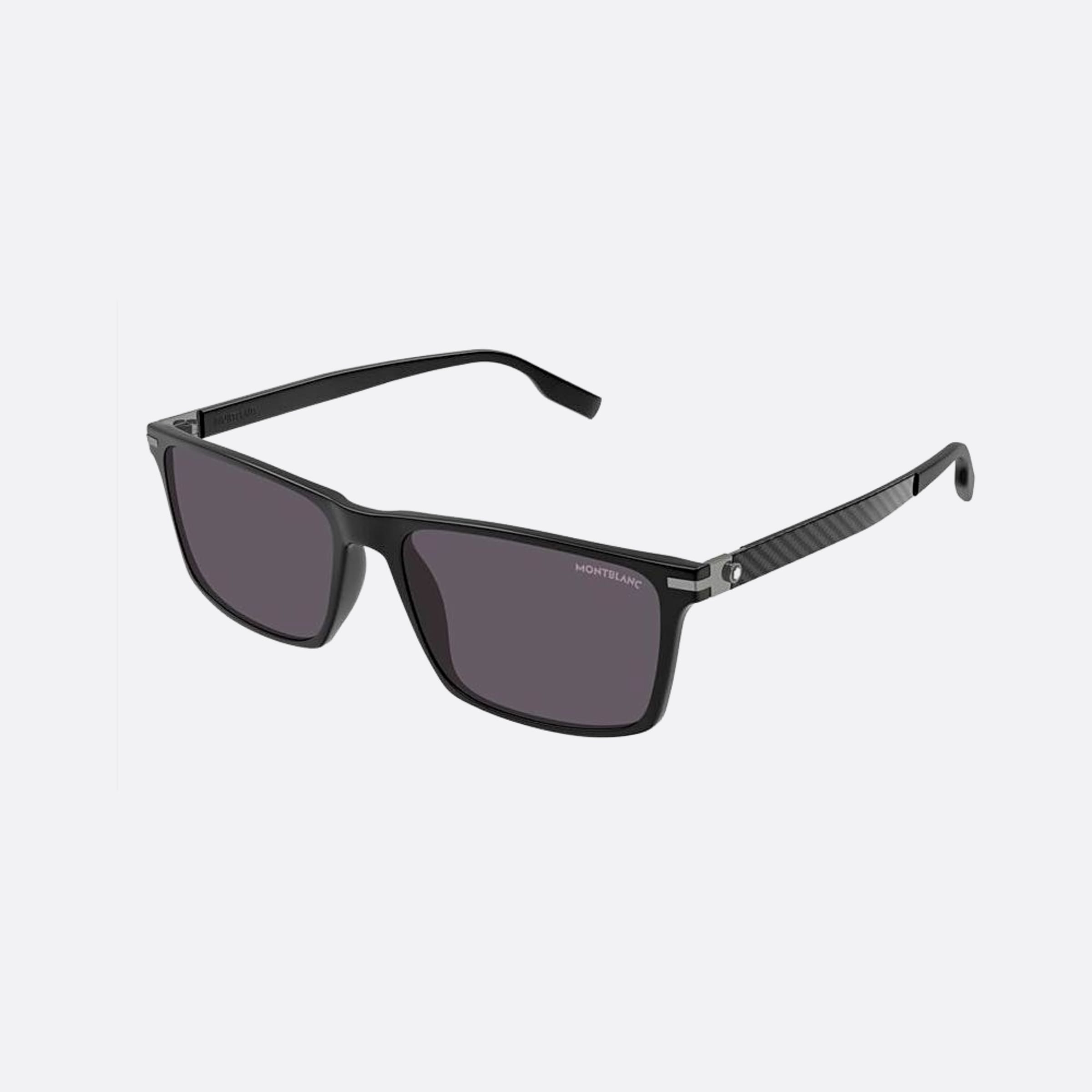 Montblanc 59mm Black Geometric Man Sunglasses - Side View