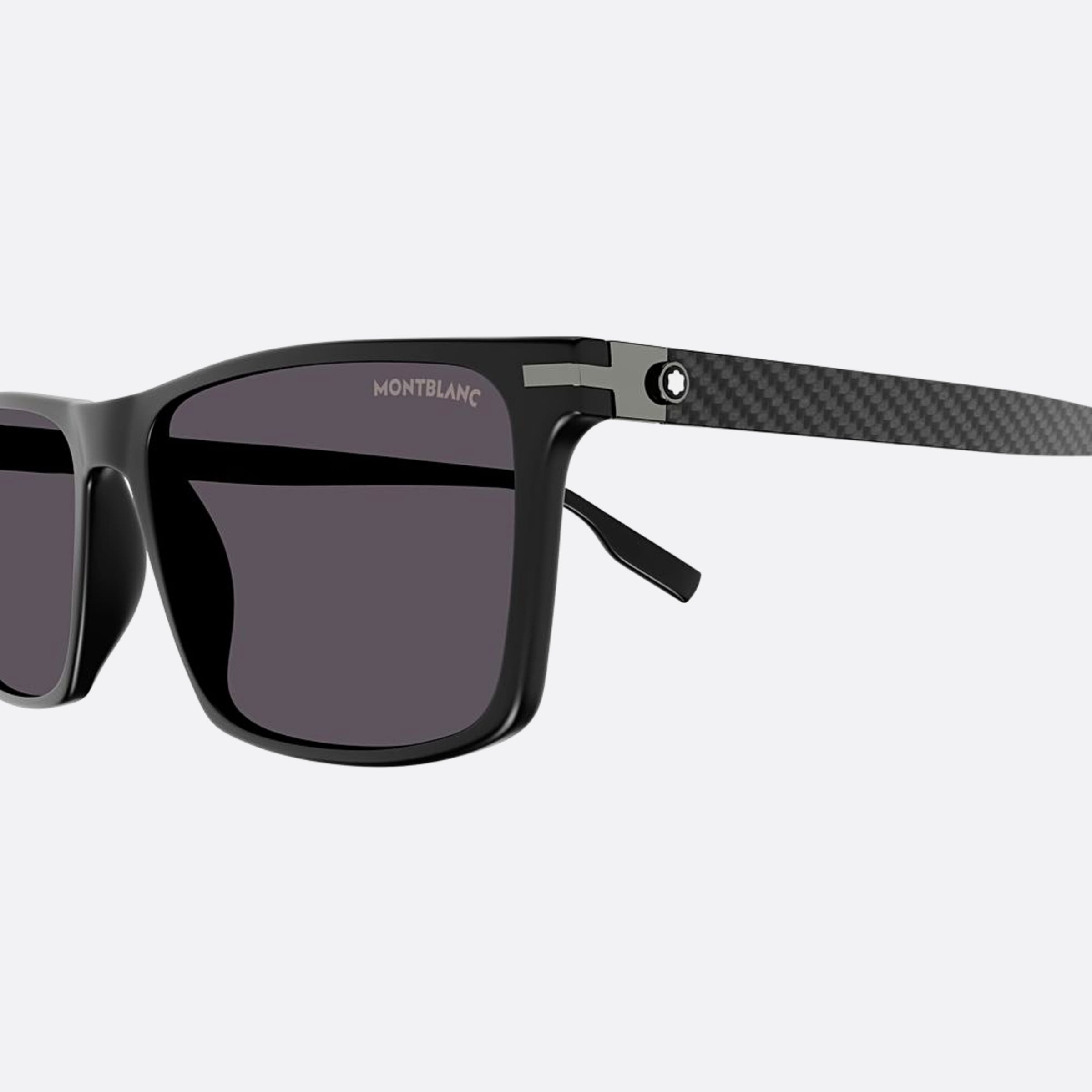 Montblanc 59mm Black Geometric Man Sunglasses - Detail View