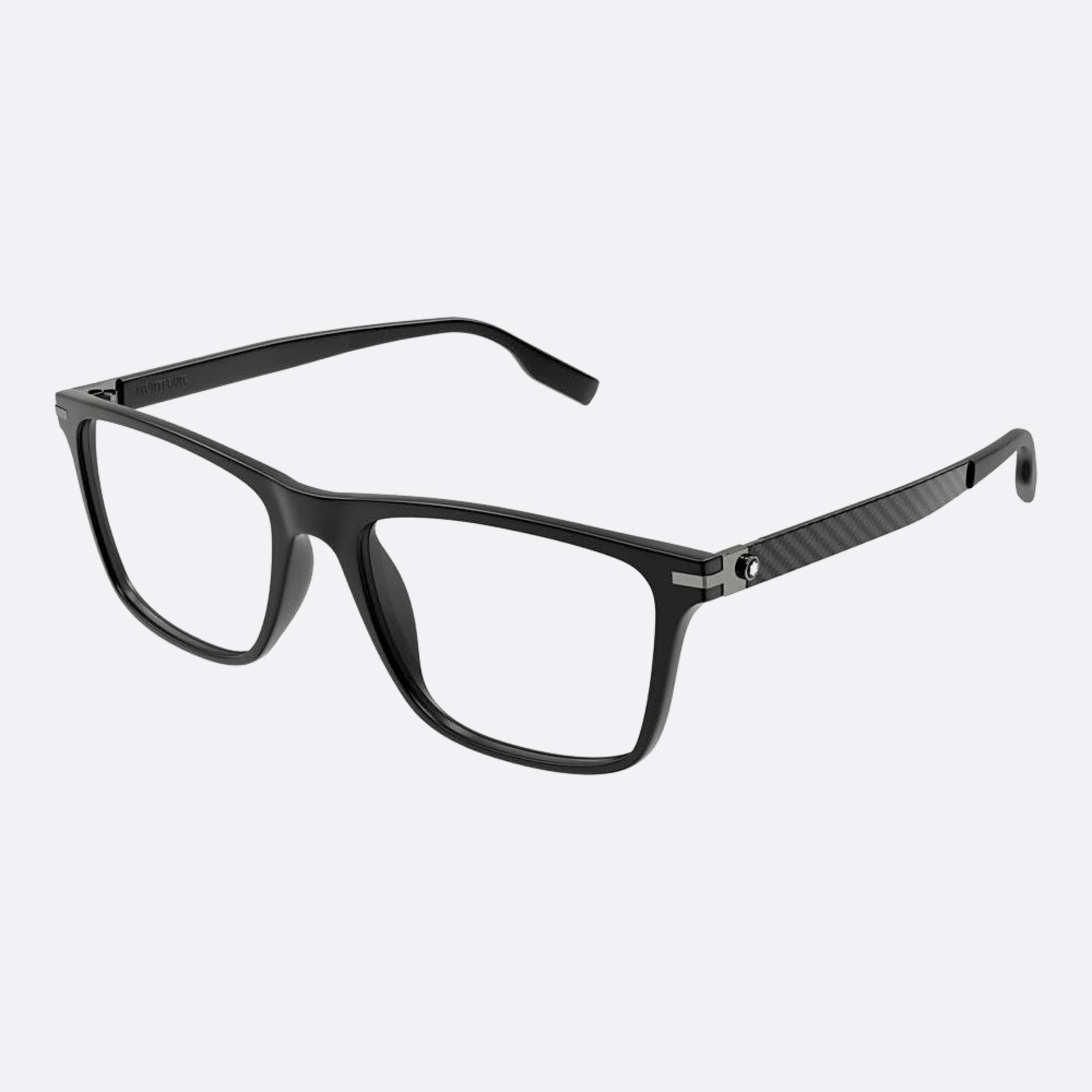 Montblanc 54mm Black Geometric Men Eyeglasses - Side View