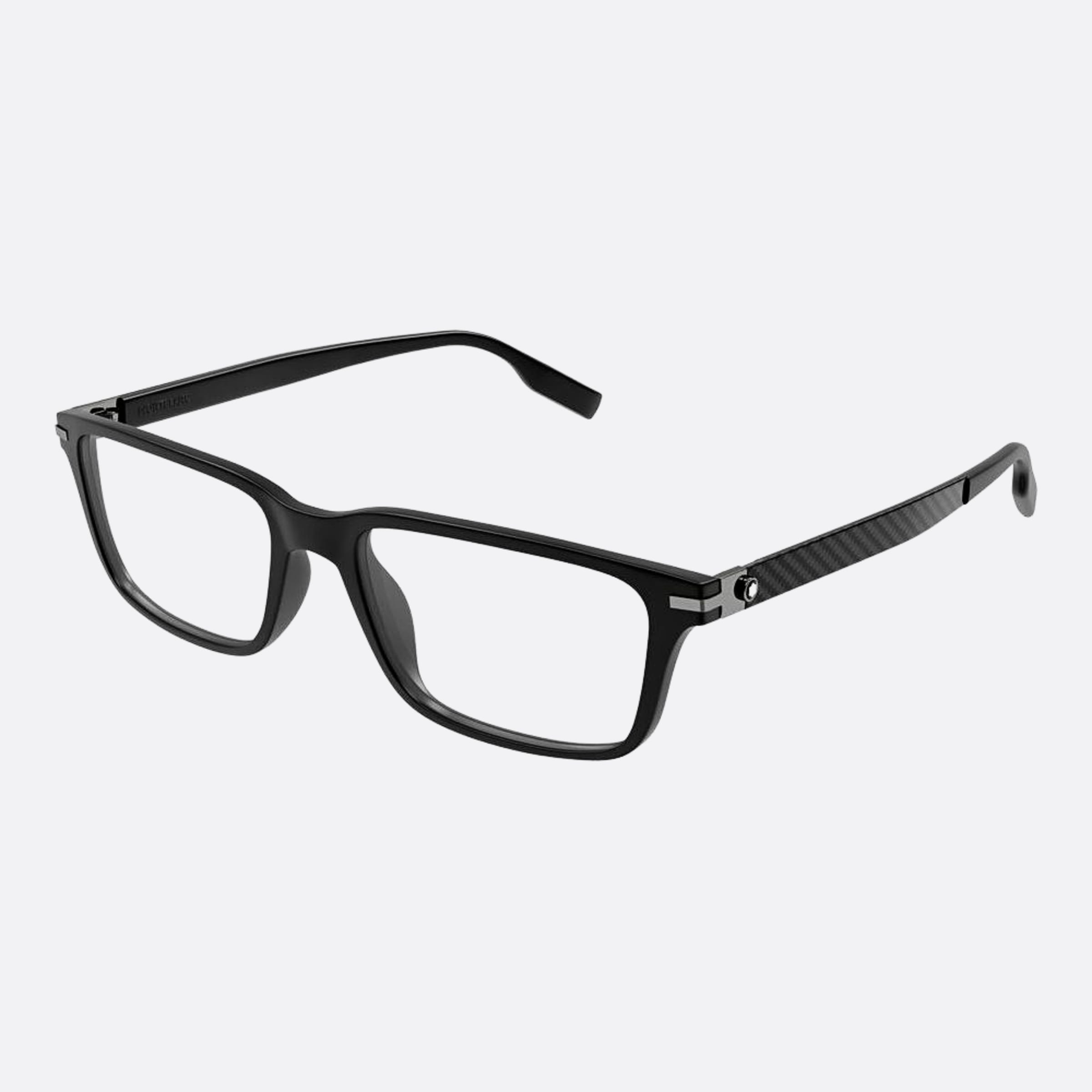 Montblanc 56mm Black Geometric Man Eyeglasses - Side View