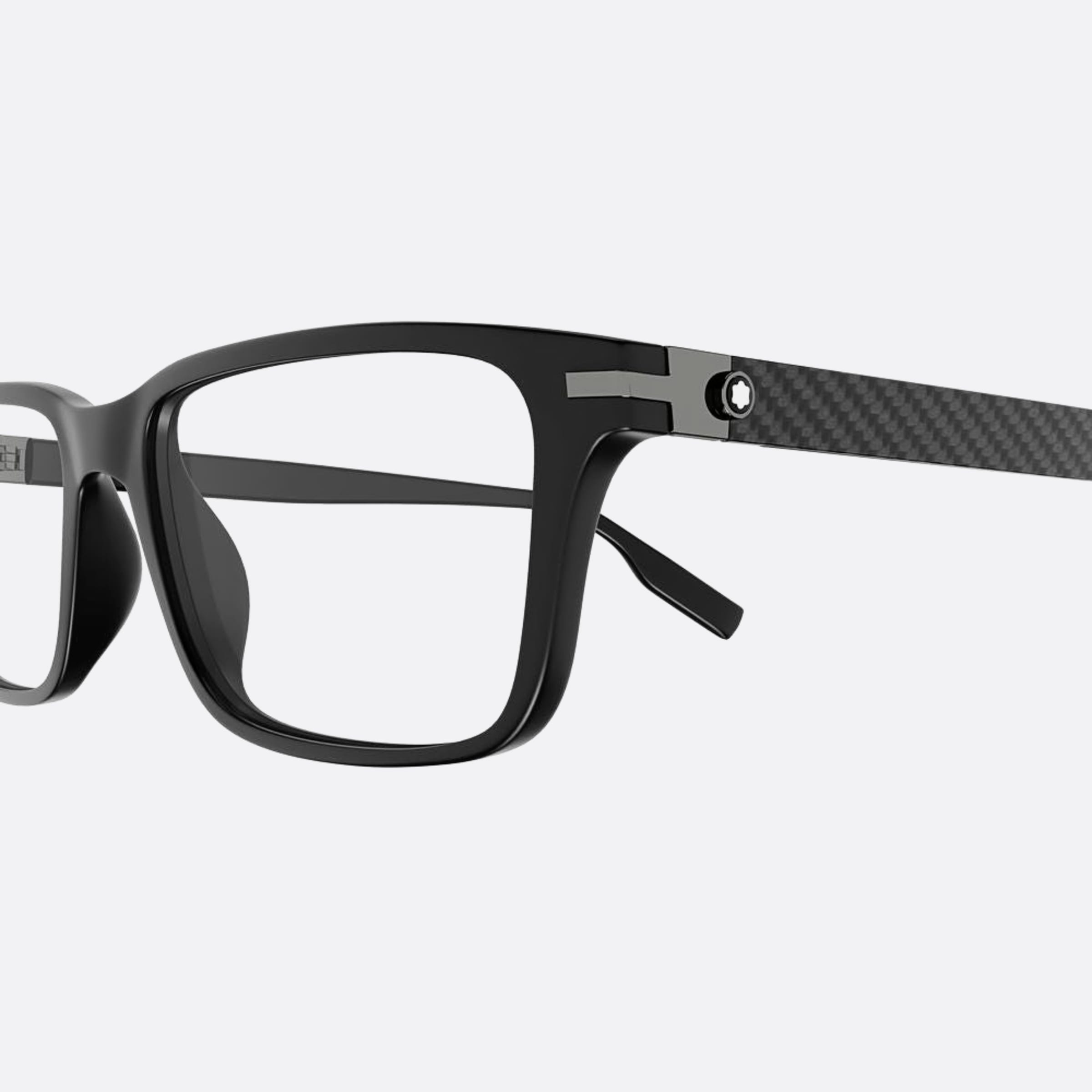 Montblanc 56mm Black Geometric Man Eyeglasses - Detail View