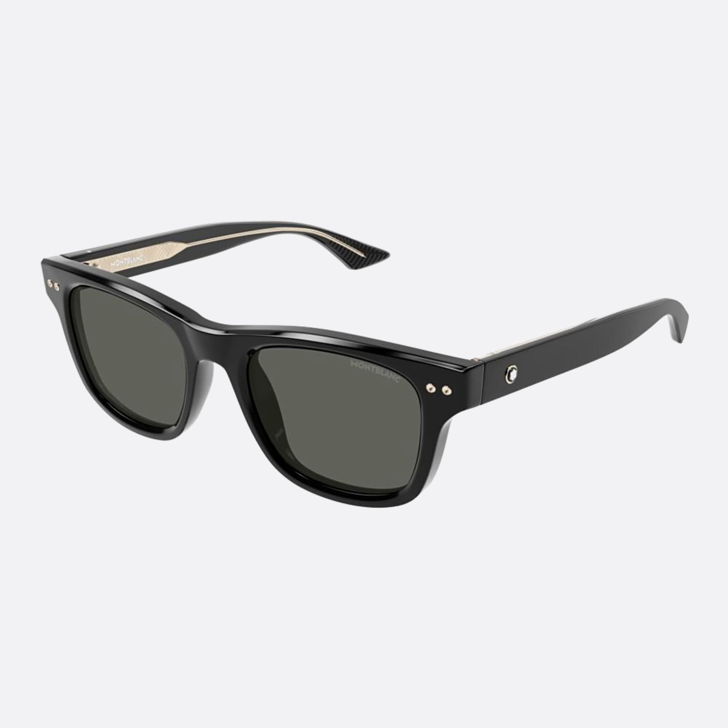 Montblanc 53mm Black Squared Polarized Men Sunglasses - Side View