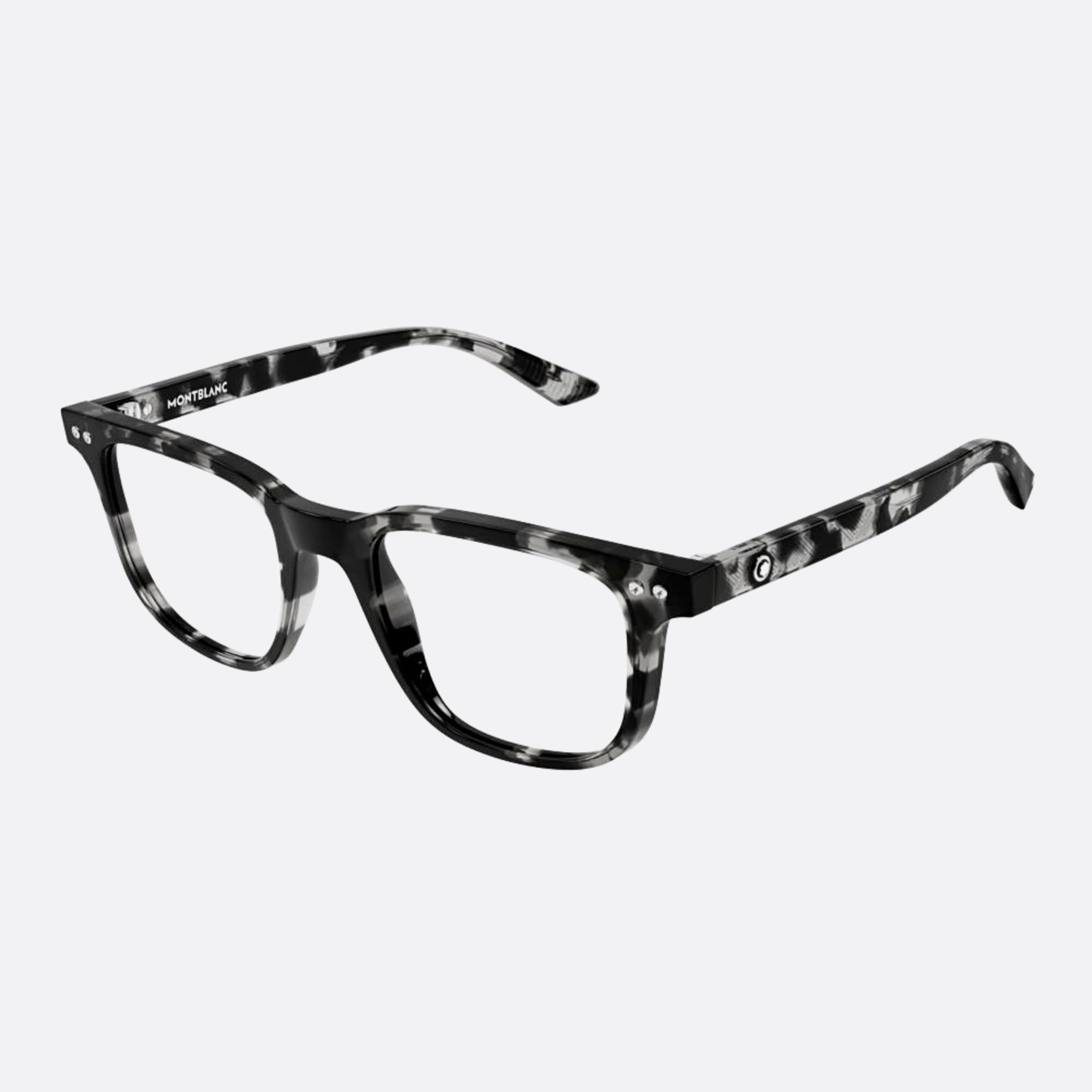Montblanc 53mm Bkh Black Squared Man Eyeglasses - Side View