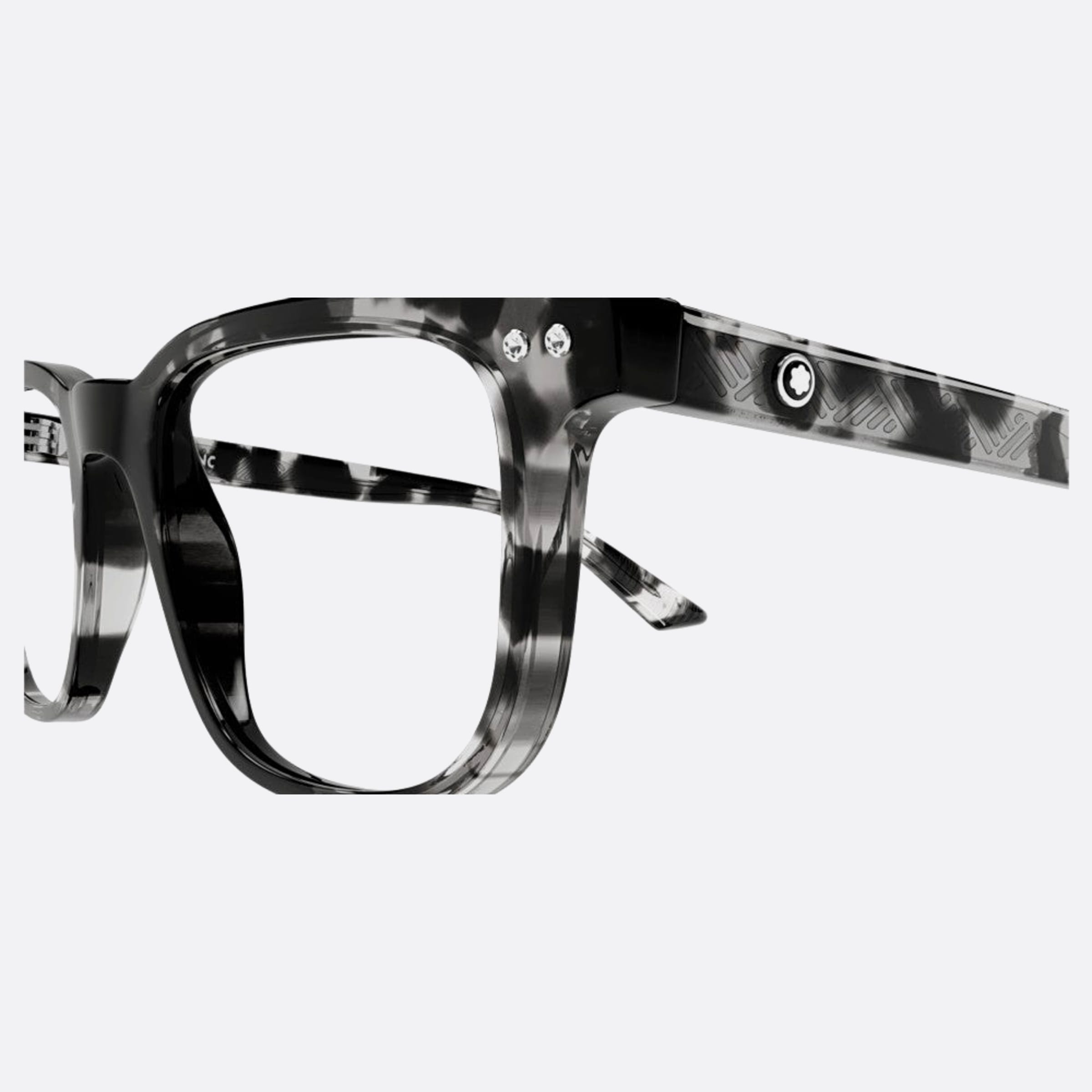 Montblanc 53mm Bkh Black Squared Man Eyeglasses - Detail View