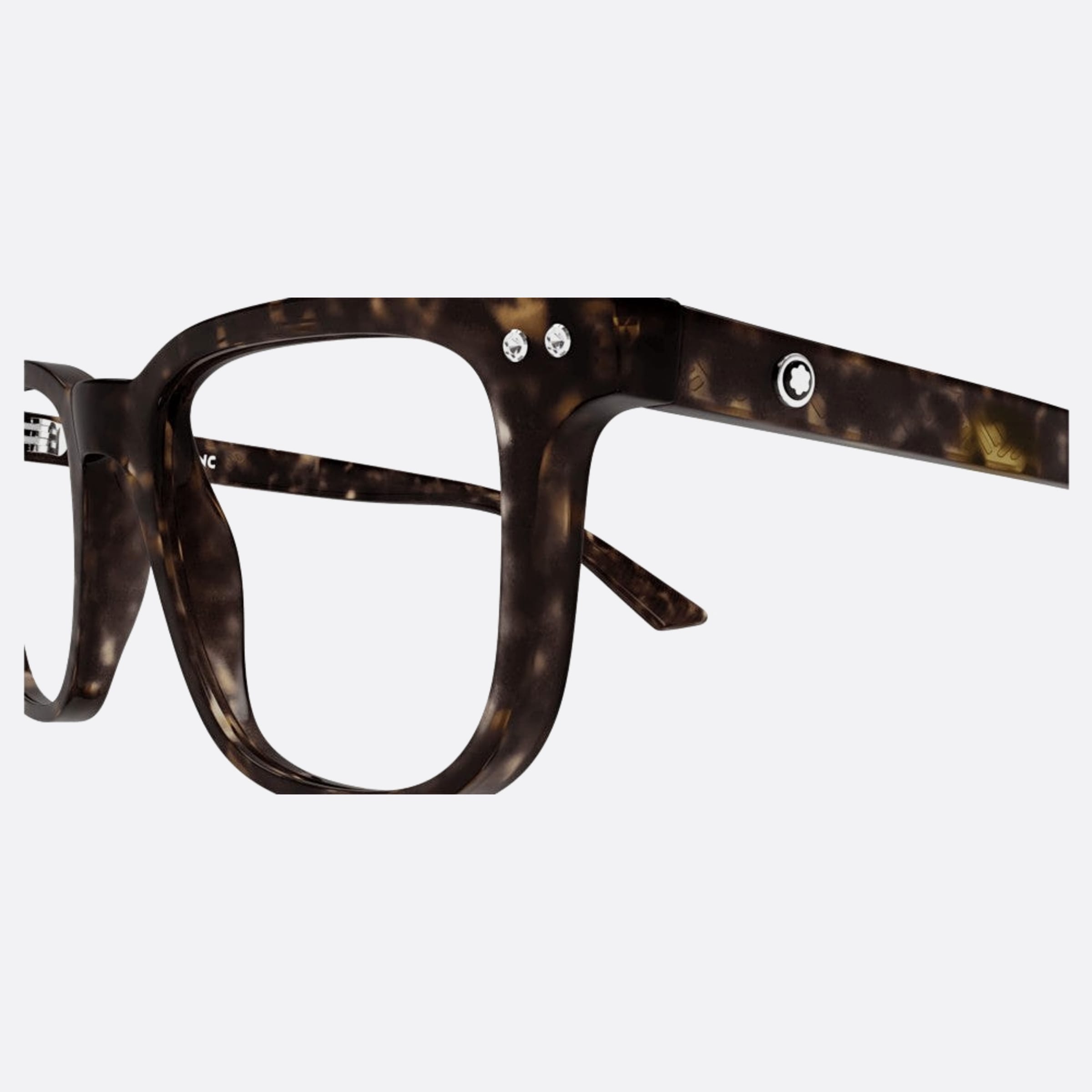 Montblanc 53mm Havana Squared Man Eyeglasses - Detail View