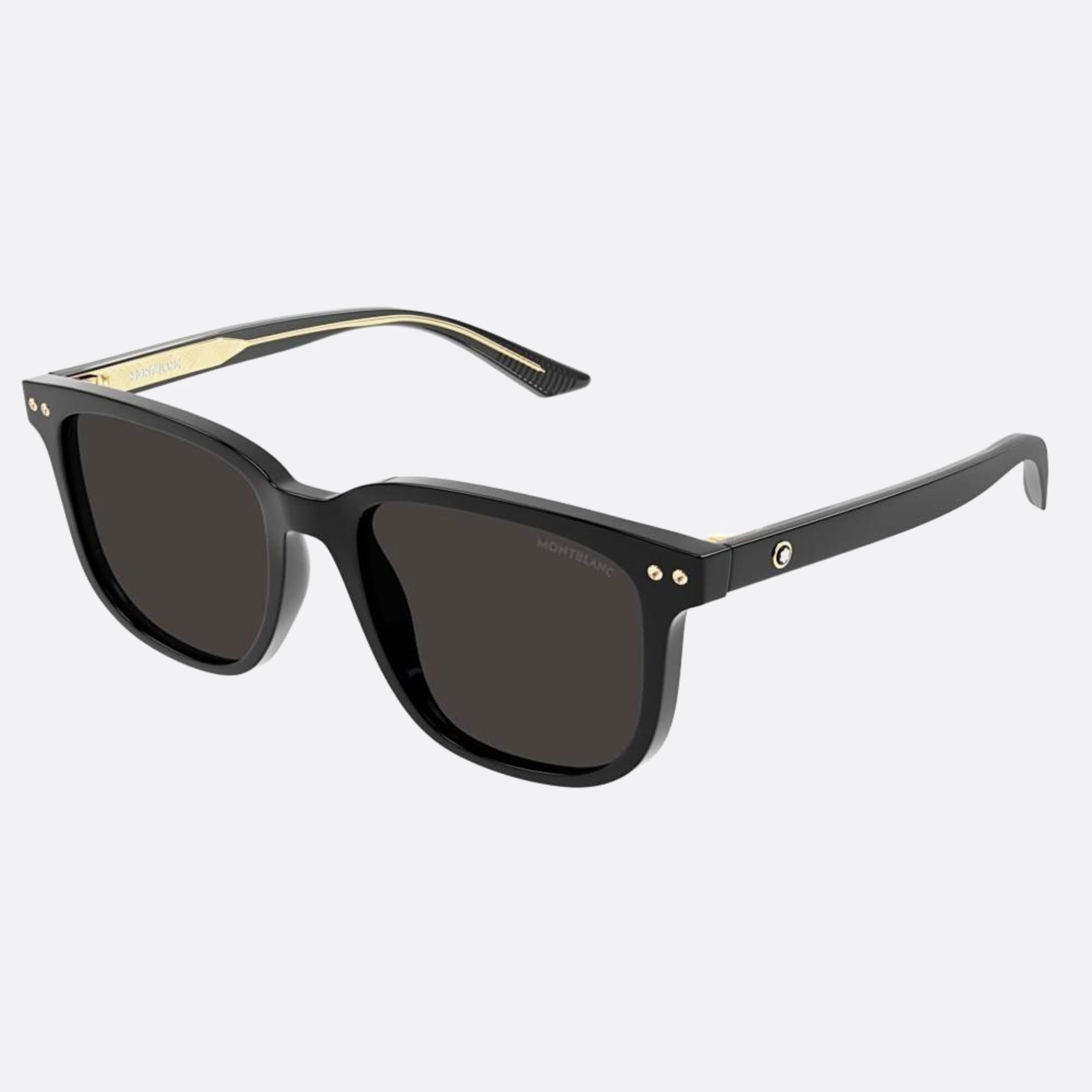 Montblanc 55mm Mb0258sa Black Squared Men Sunglasses - Side View