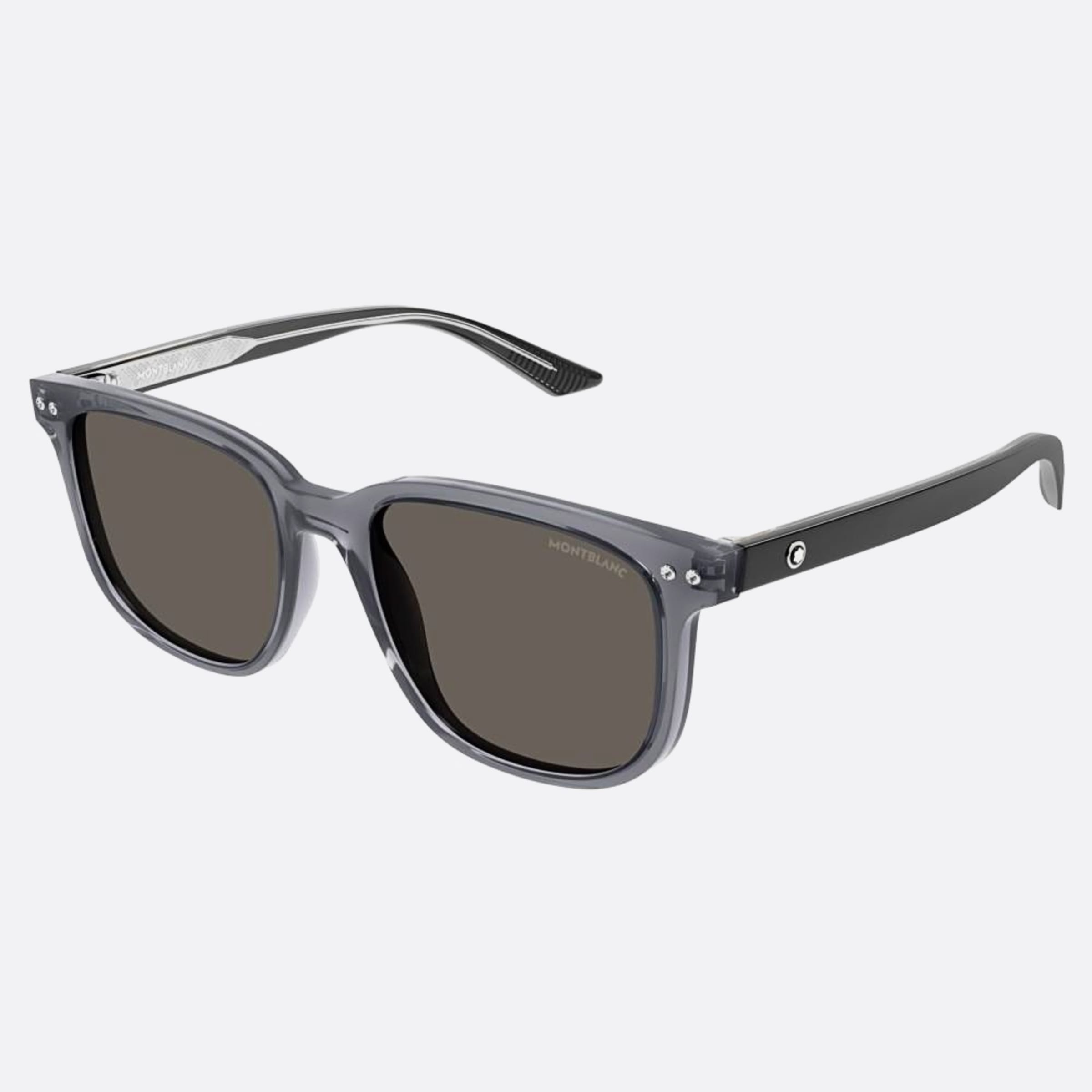 Montblanc 55mm Mb0258sa Grey Squared Men Sunglasses - Side View