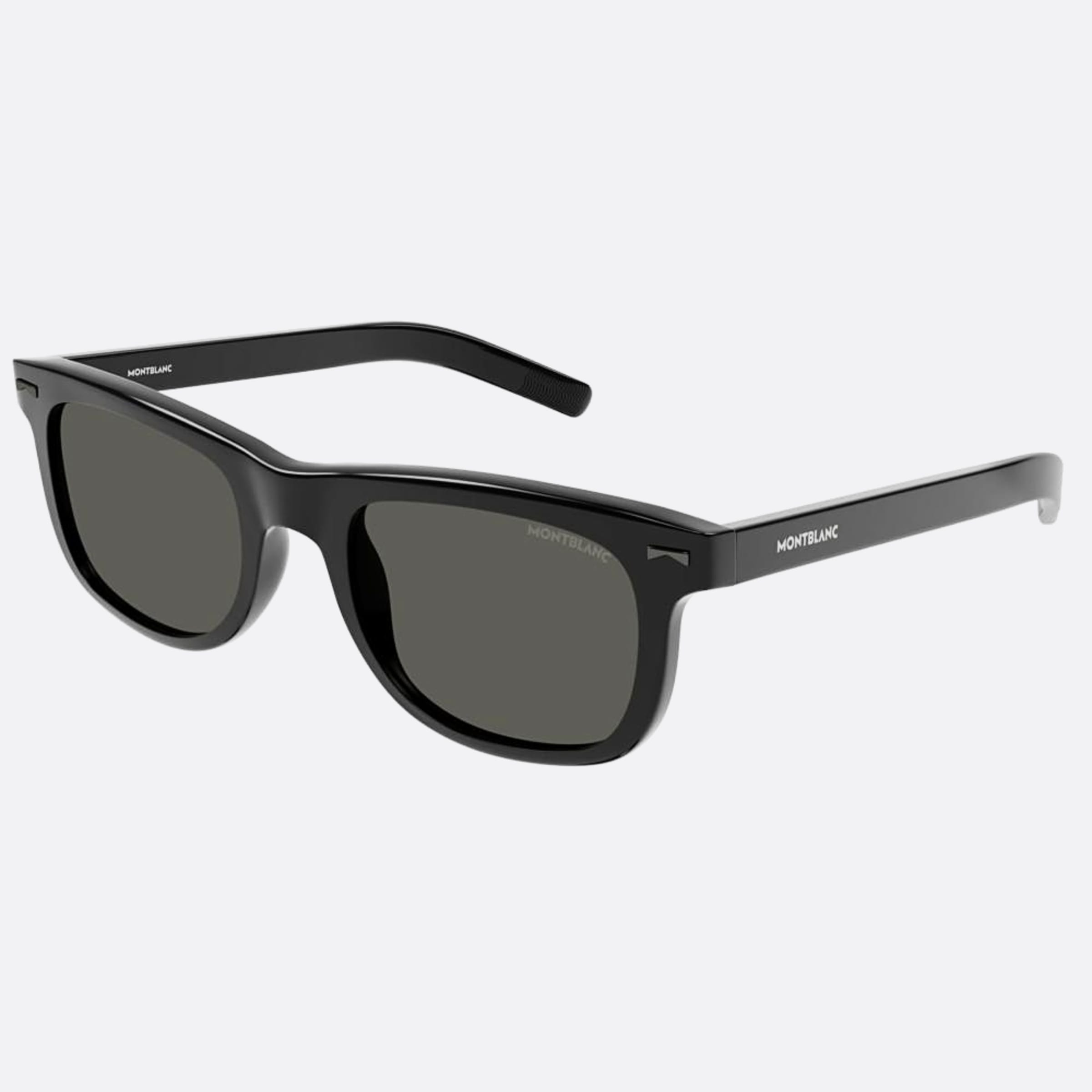 Montblanc 53mm Black Squared Polarized Men Sunglasses - Side View