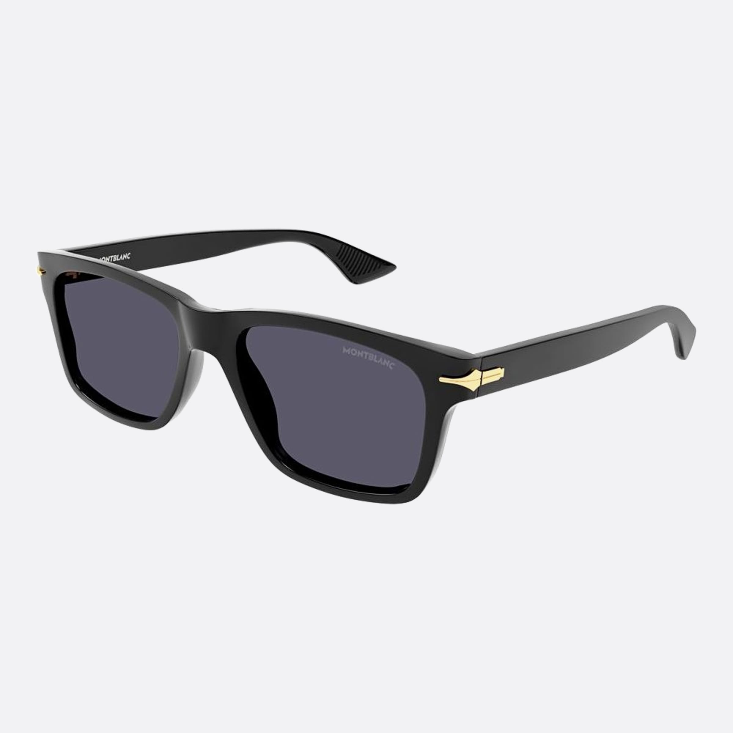 Montblanc 54mm Black Squared Man Sunglasses - Side View