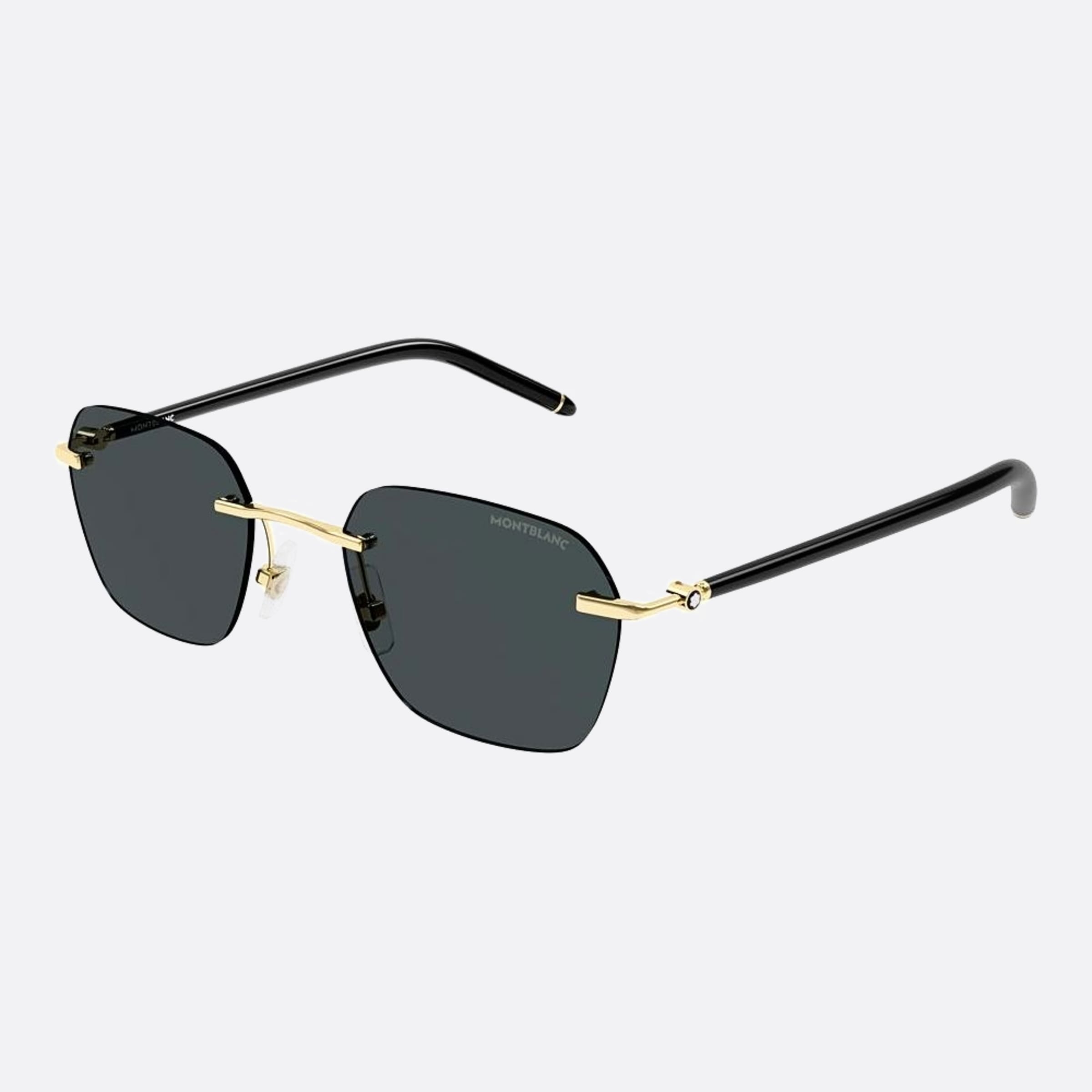 Montblanc 51mm Black Squared Man Sunglasses - Side View