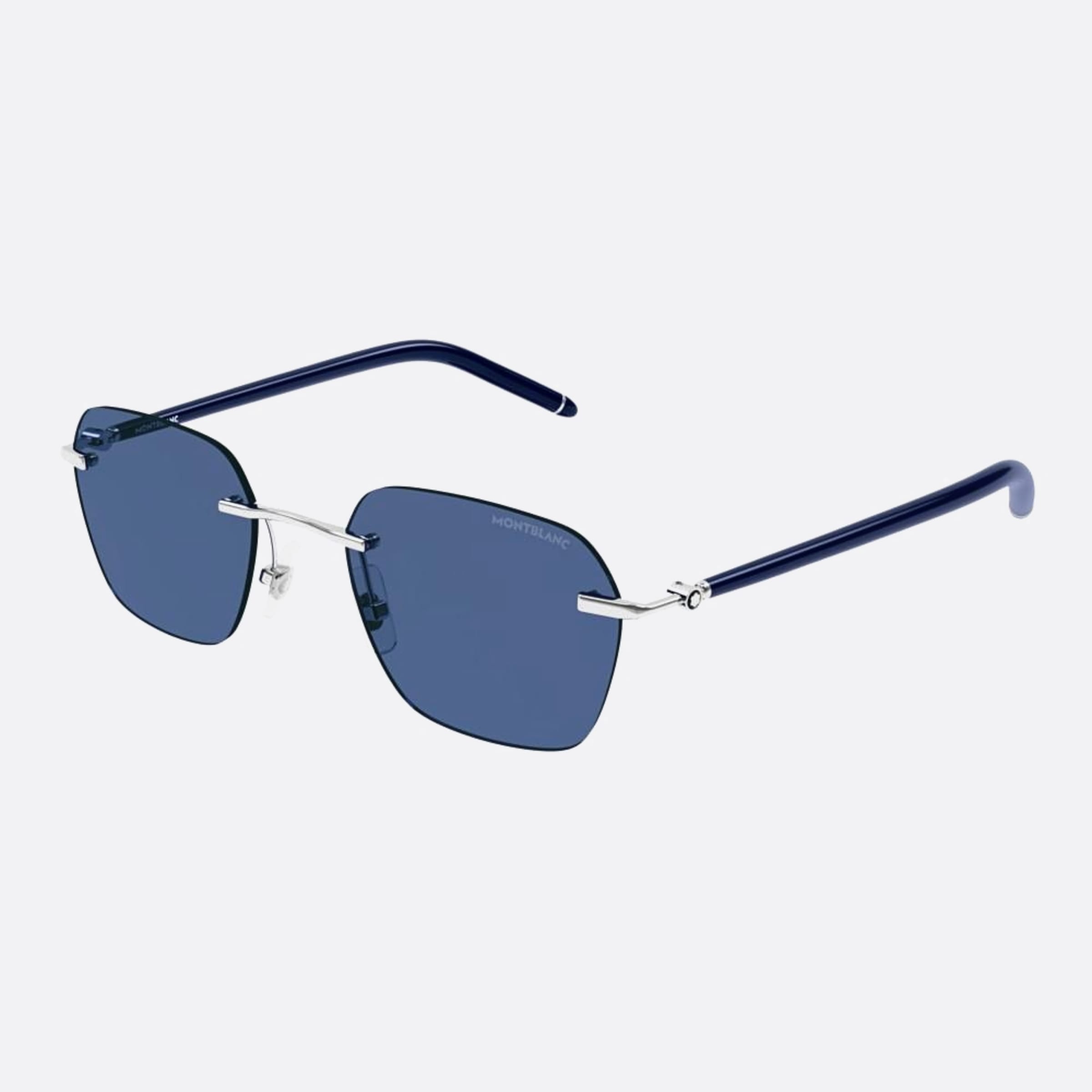 Montblanc 51mm Silver Squared Man Sunglasses - Side View