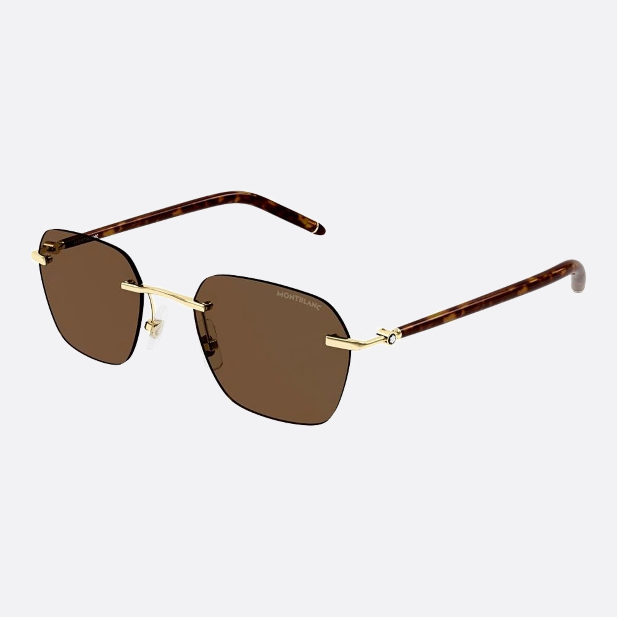 Montblanc 51mm Havana Squared Man Sunglasses - Side View