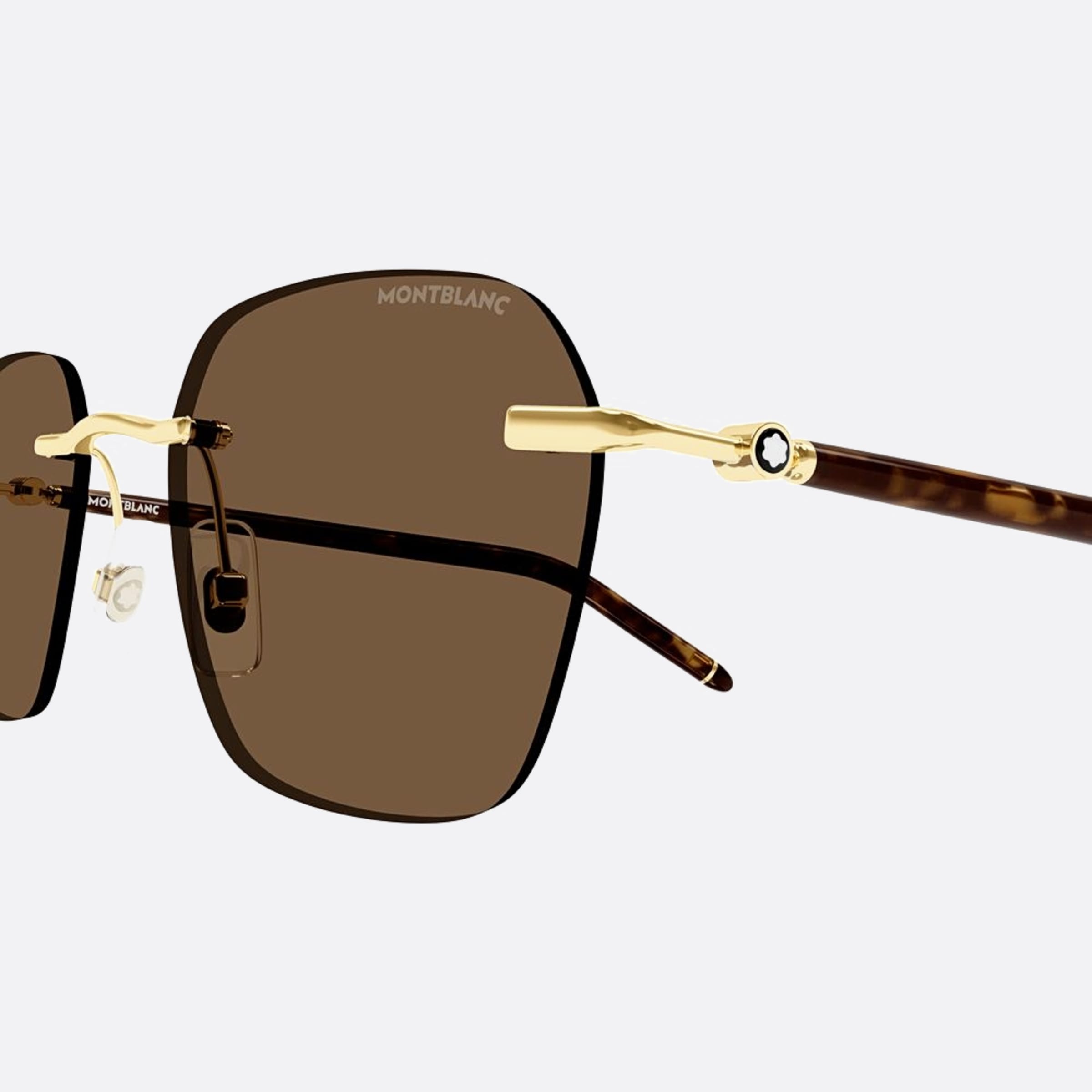 Montblanc 51mm Havana Squared Man Sunglasses - Detail View