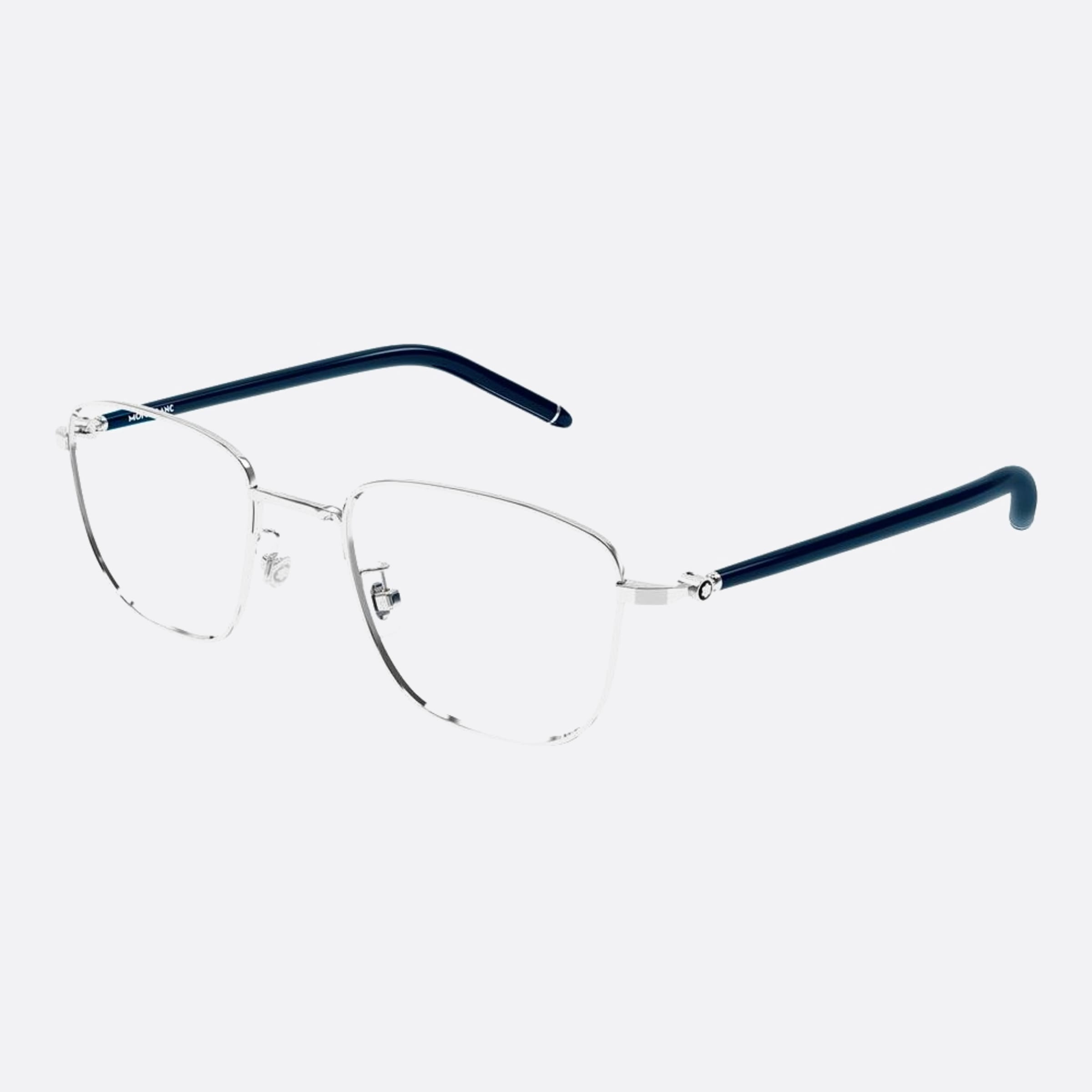 Montblanc 53mm Silver Geometric Man Eyeglasses - Side View