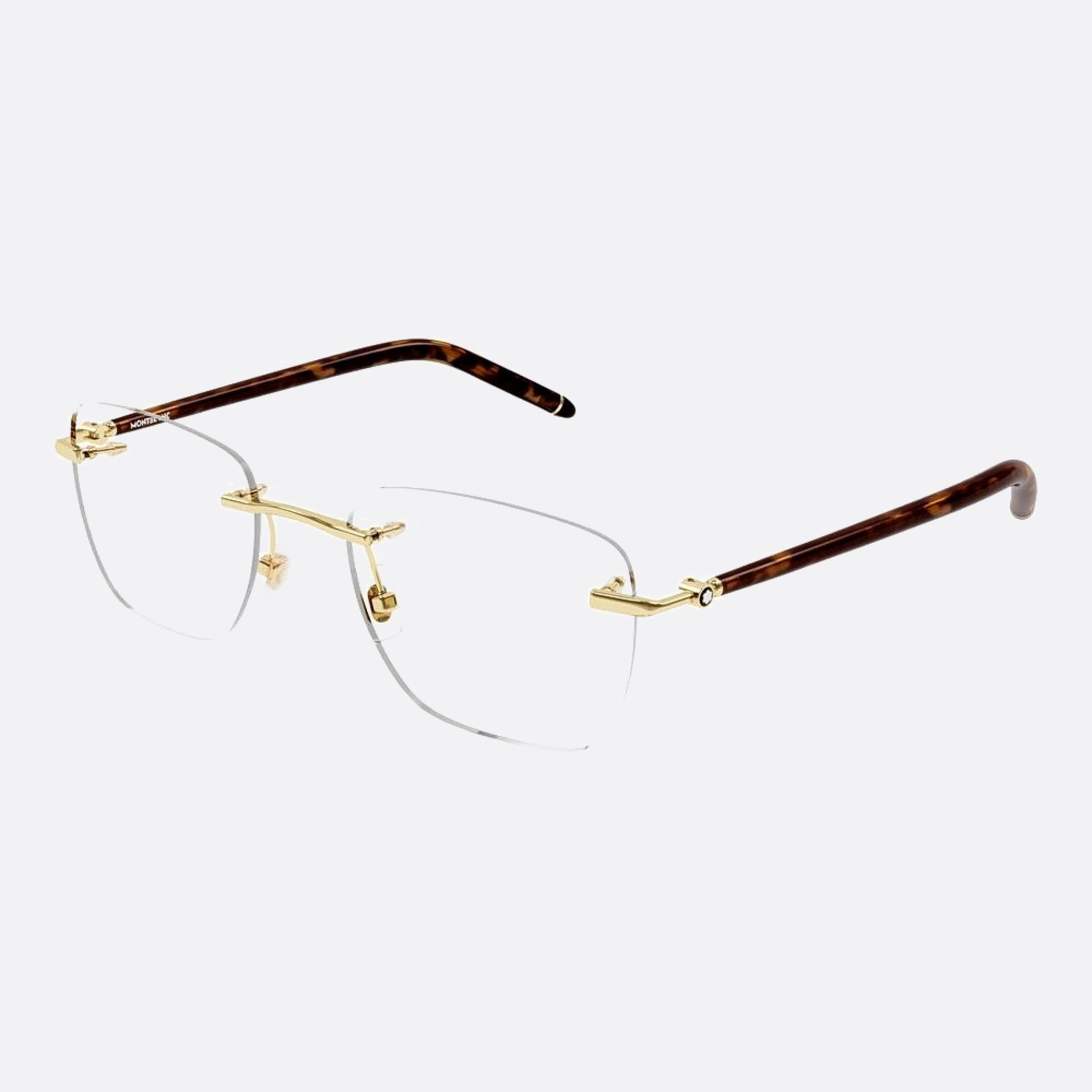 Montblanc 53mm Gold Geometric Man Eyeglasses - Side View