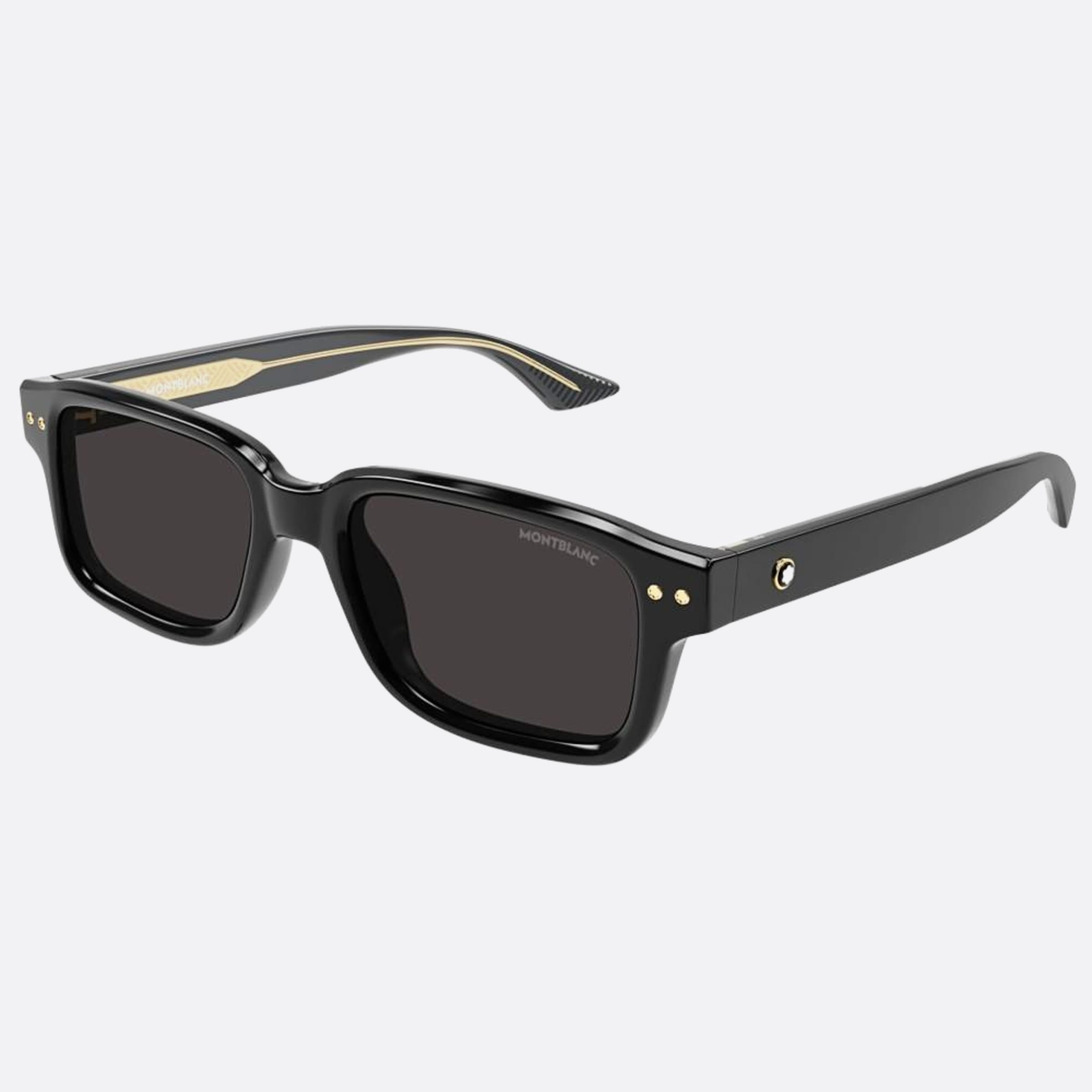 Montblanc 53mm Black Squared Man Sunglasses - Side View