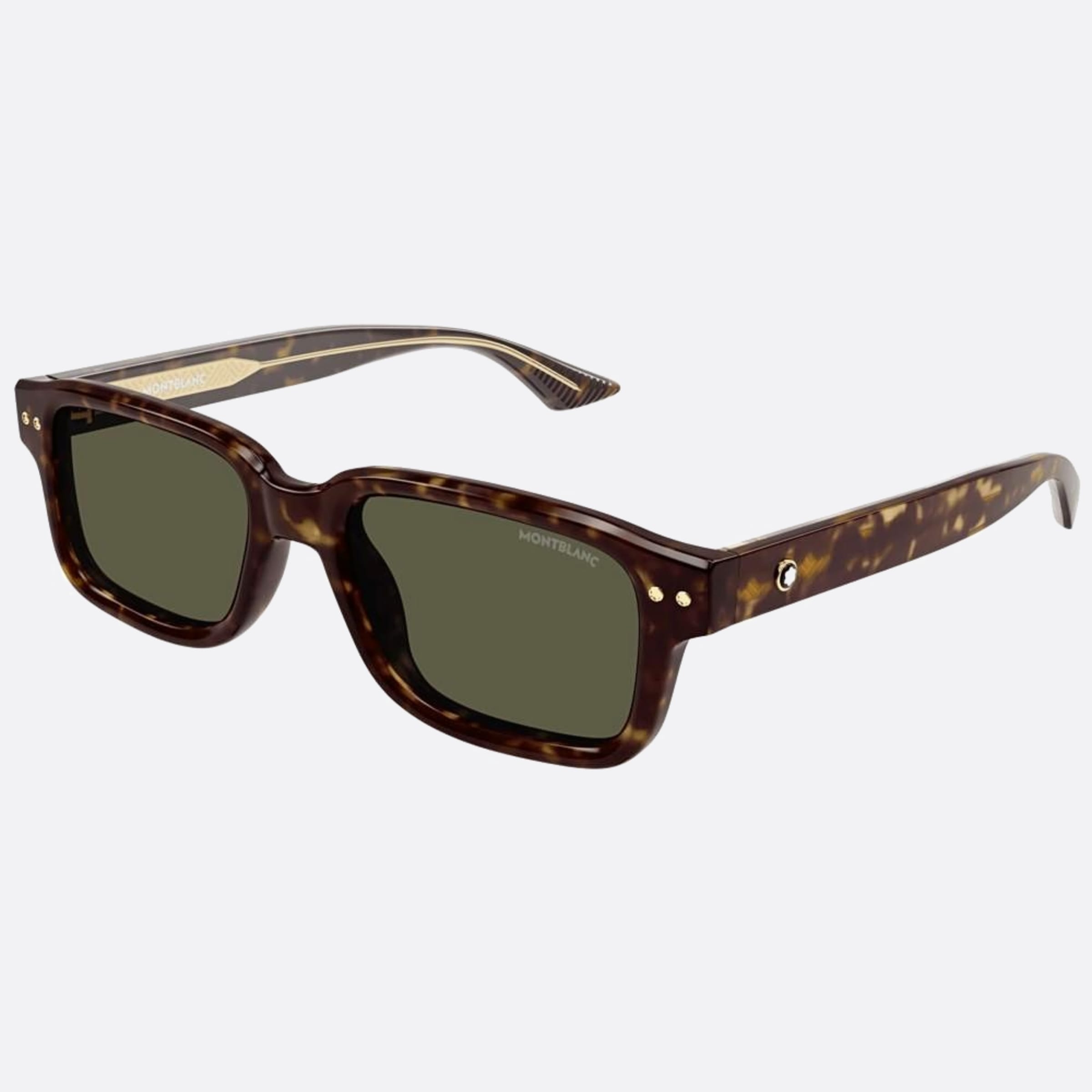 Montblanc 53mm Havana Squared Man Sunglasses - Side View
