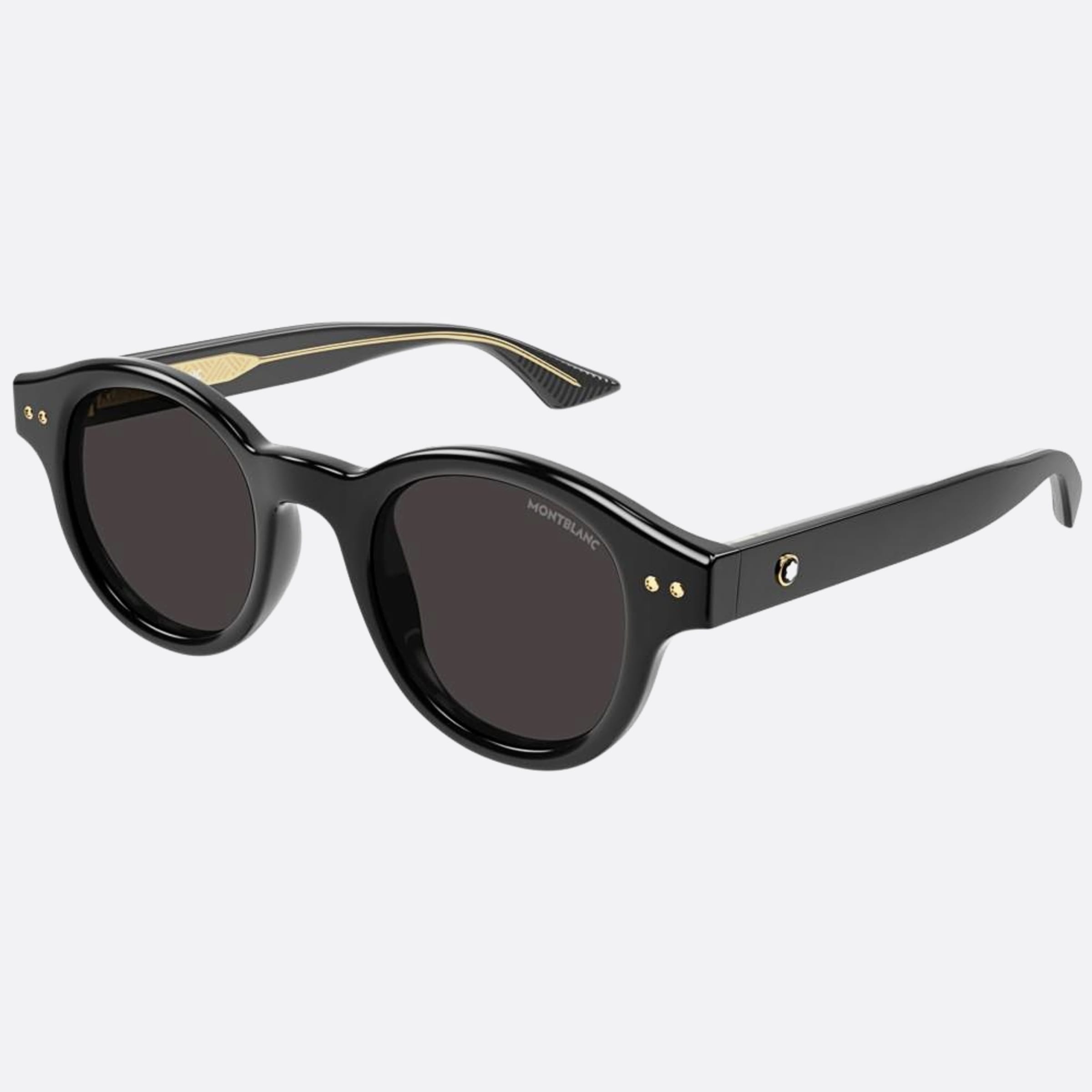 Montblanc 48mm Black Round Man Sunglasses - Side View