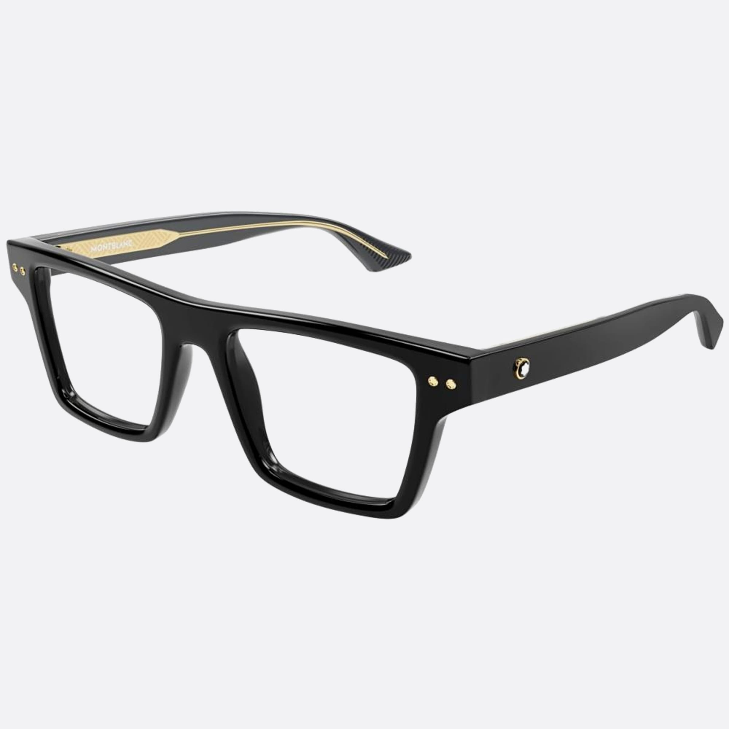 Montblanc 52mm Black Squared Man Eyeglasses - Side View