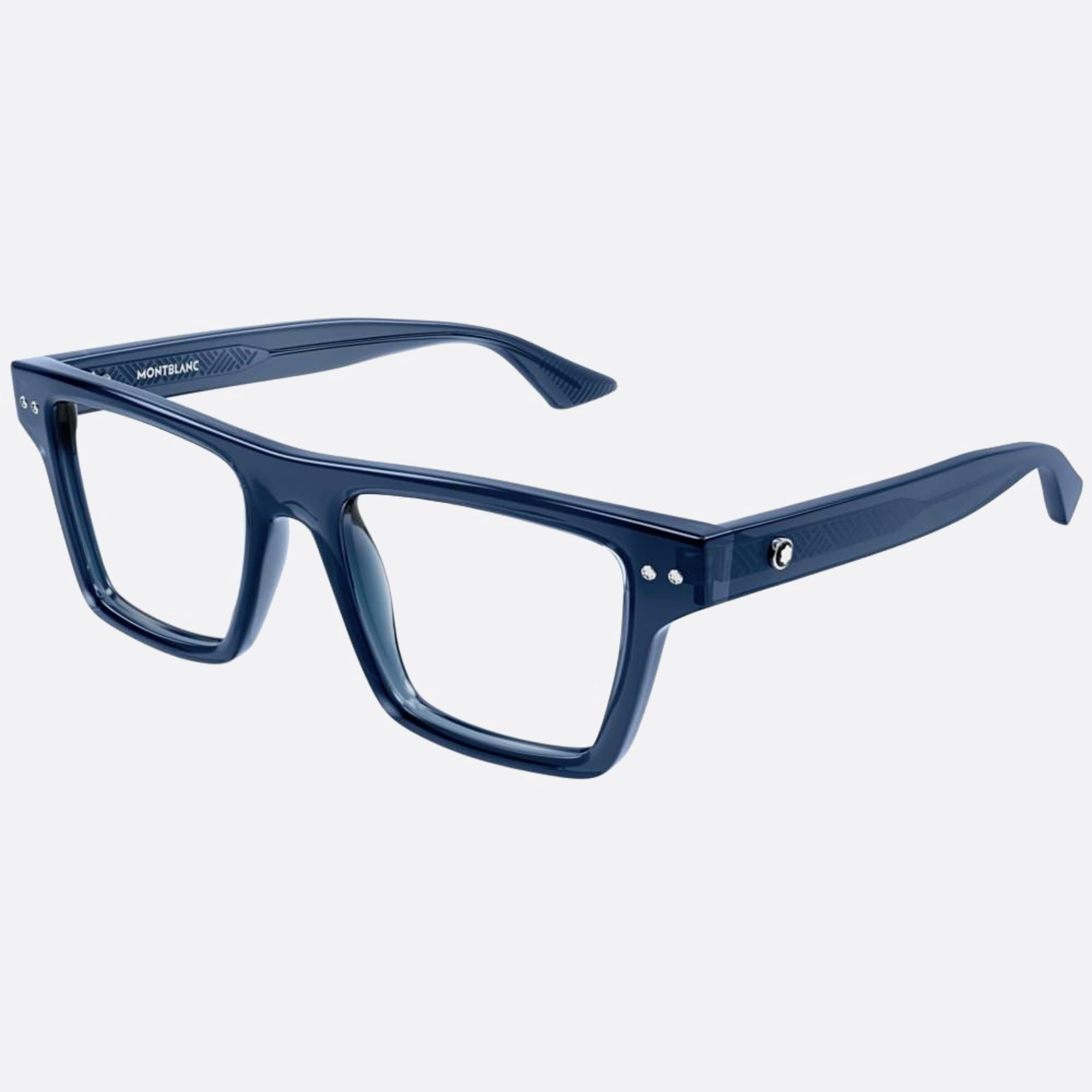 Montblanc 52mm Blue Squared Man Eyeglasses - Side View