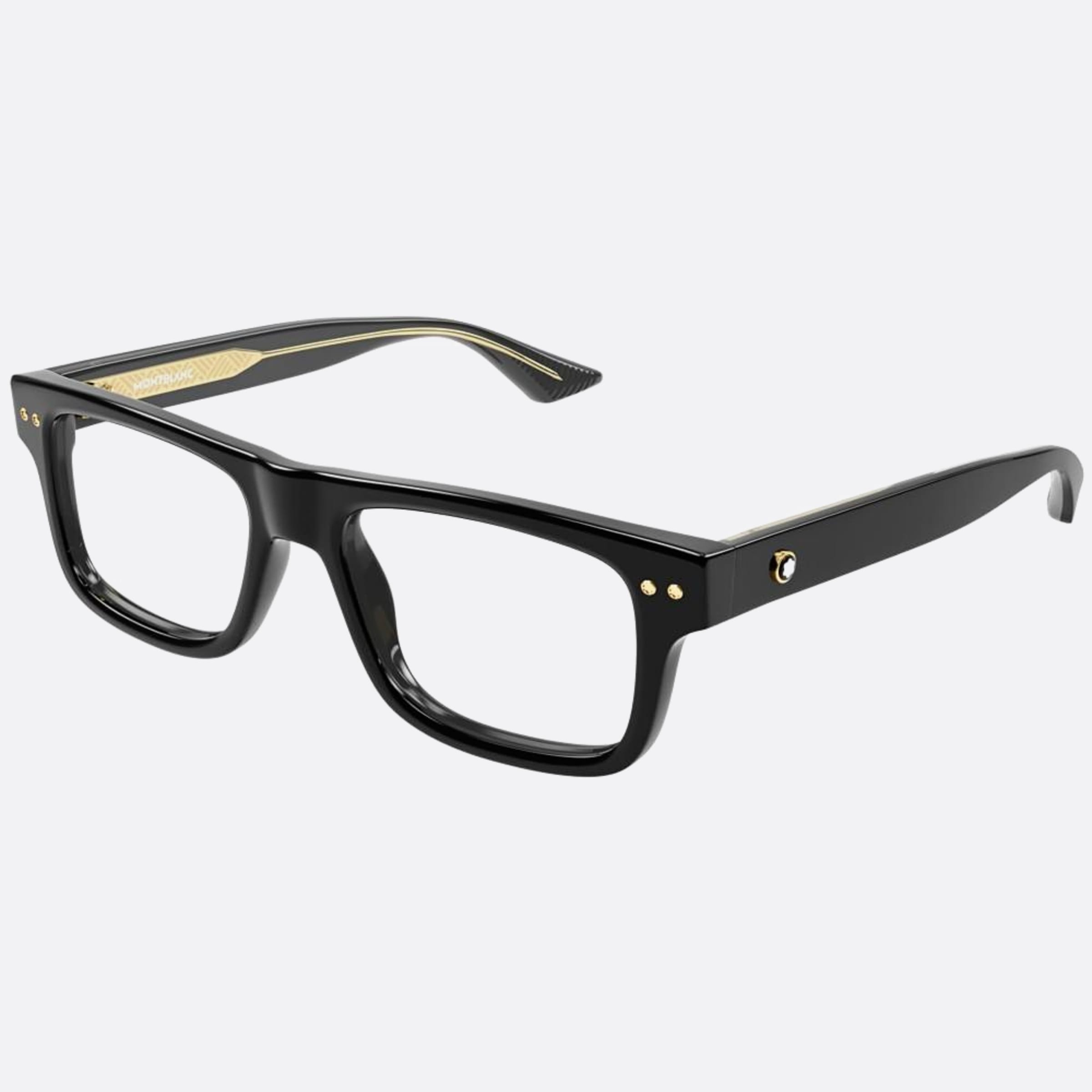 Montblanc 55mm Black Squared Man Eyeglasses - Side View