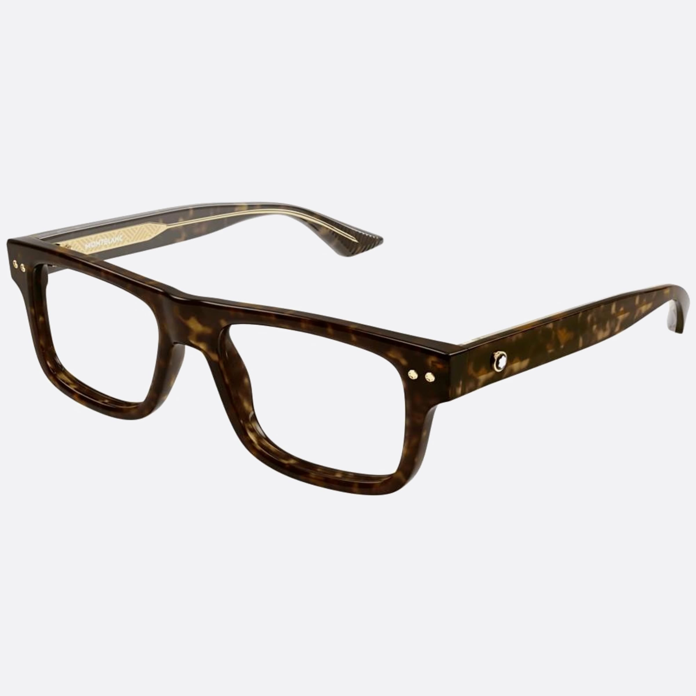 Montblanc 55mm Havana Squared Man Eyeglasses - Side View