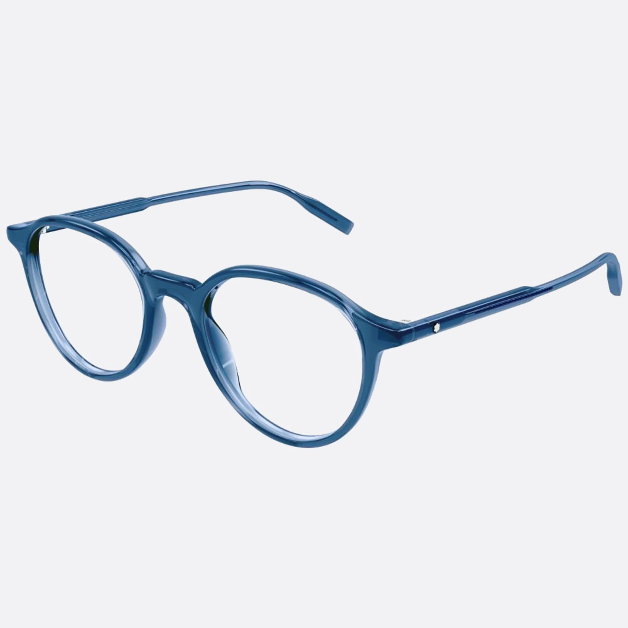 Montblanc 50mm Blue Round Men Eyeglasses - Side View
