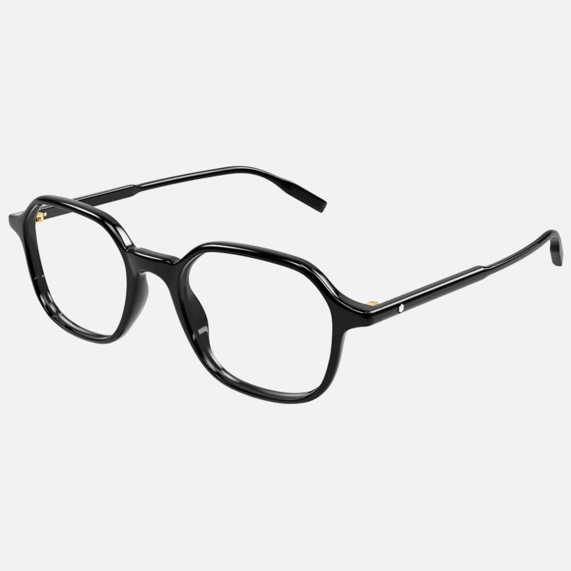 Montblanc 51mm Black Squared Man Eyeglasses - Side View