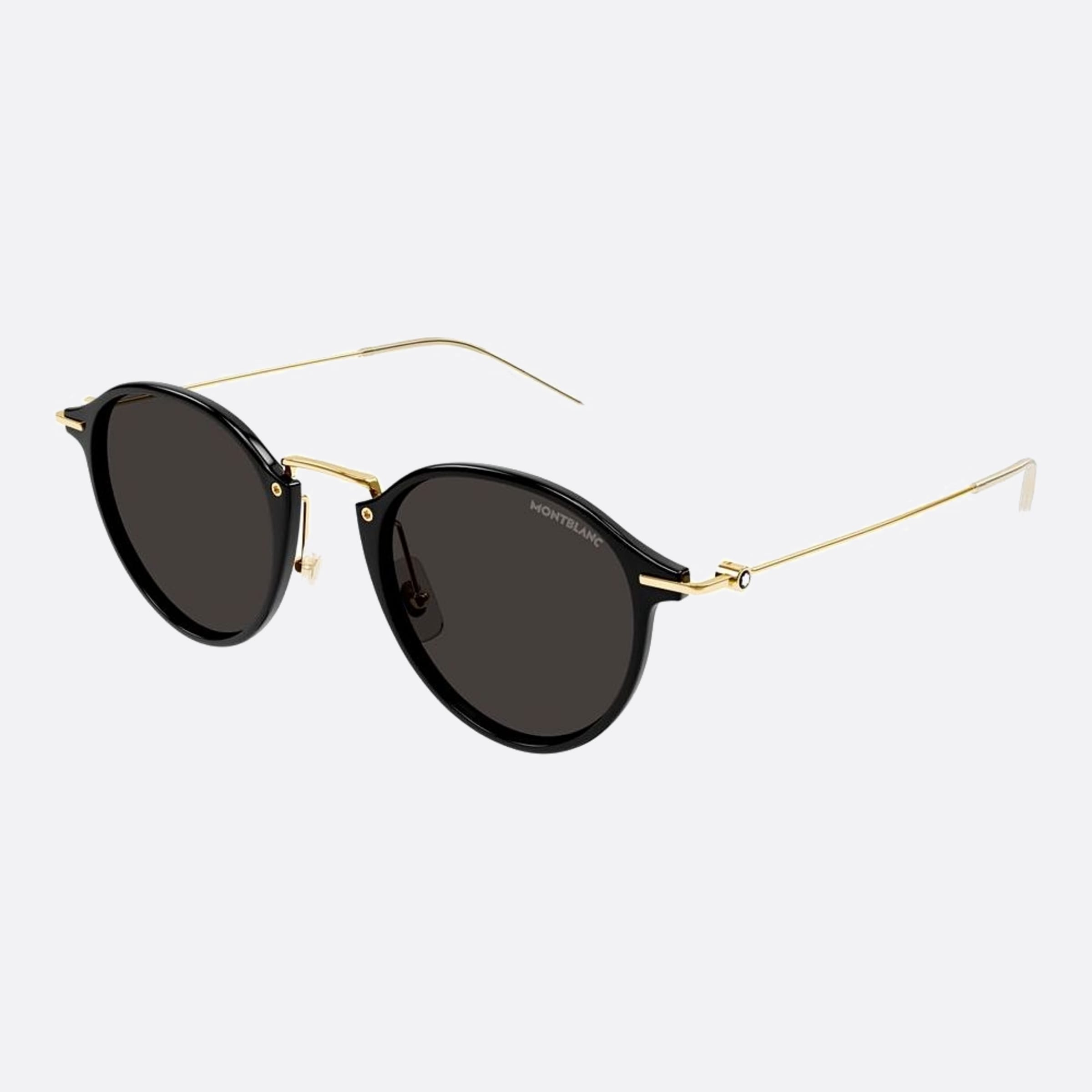 Montblanc 50mm Black Round Man Sunglasses - Side View