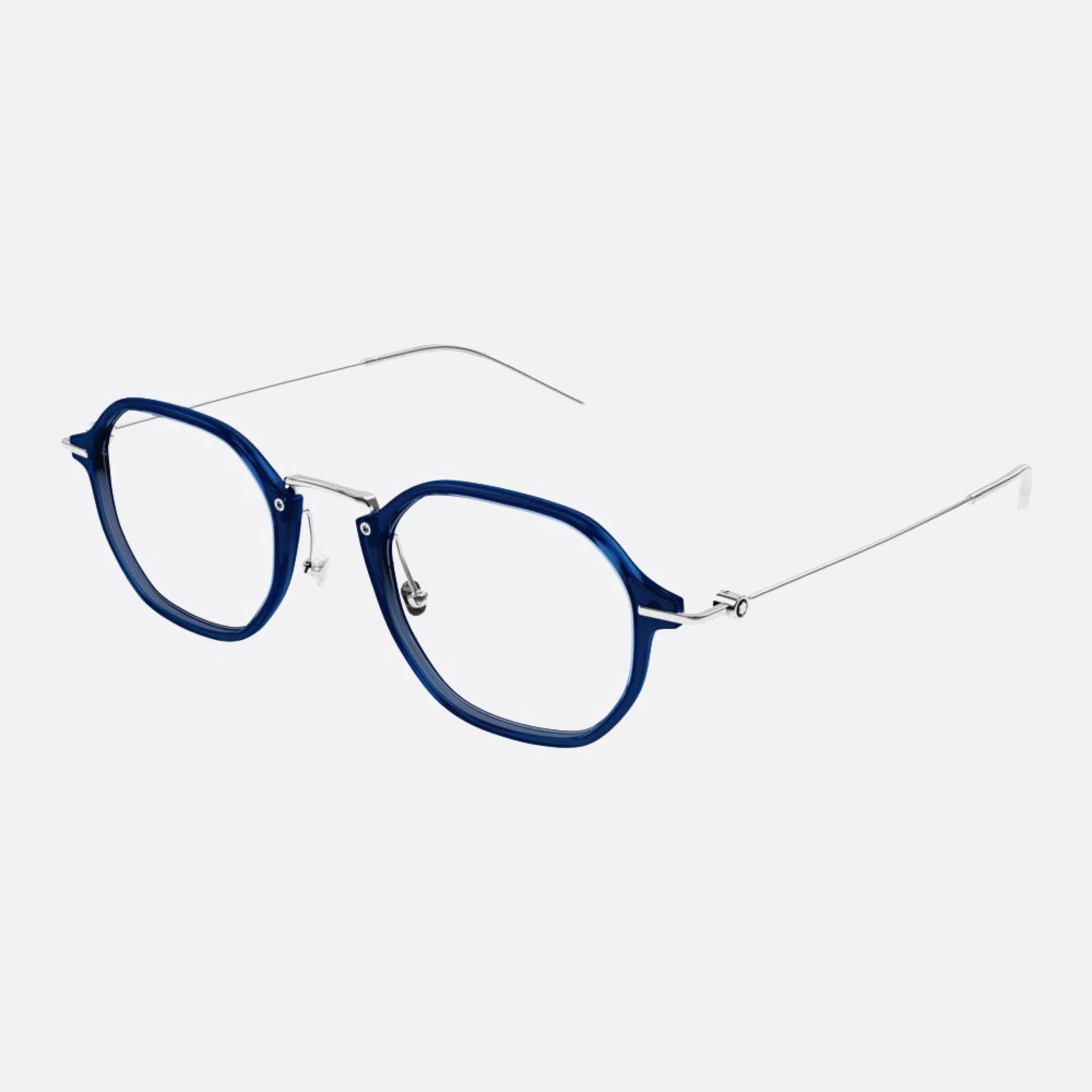Montblanc 50mm Blue Squared Man Eyeglasses - Side View