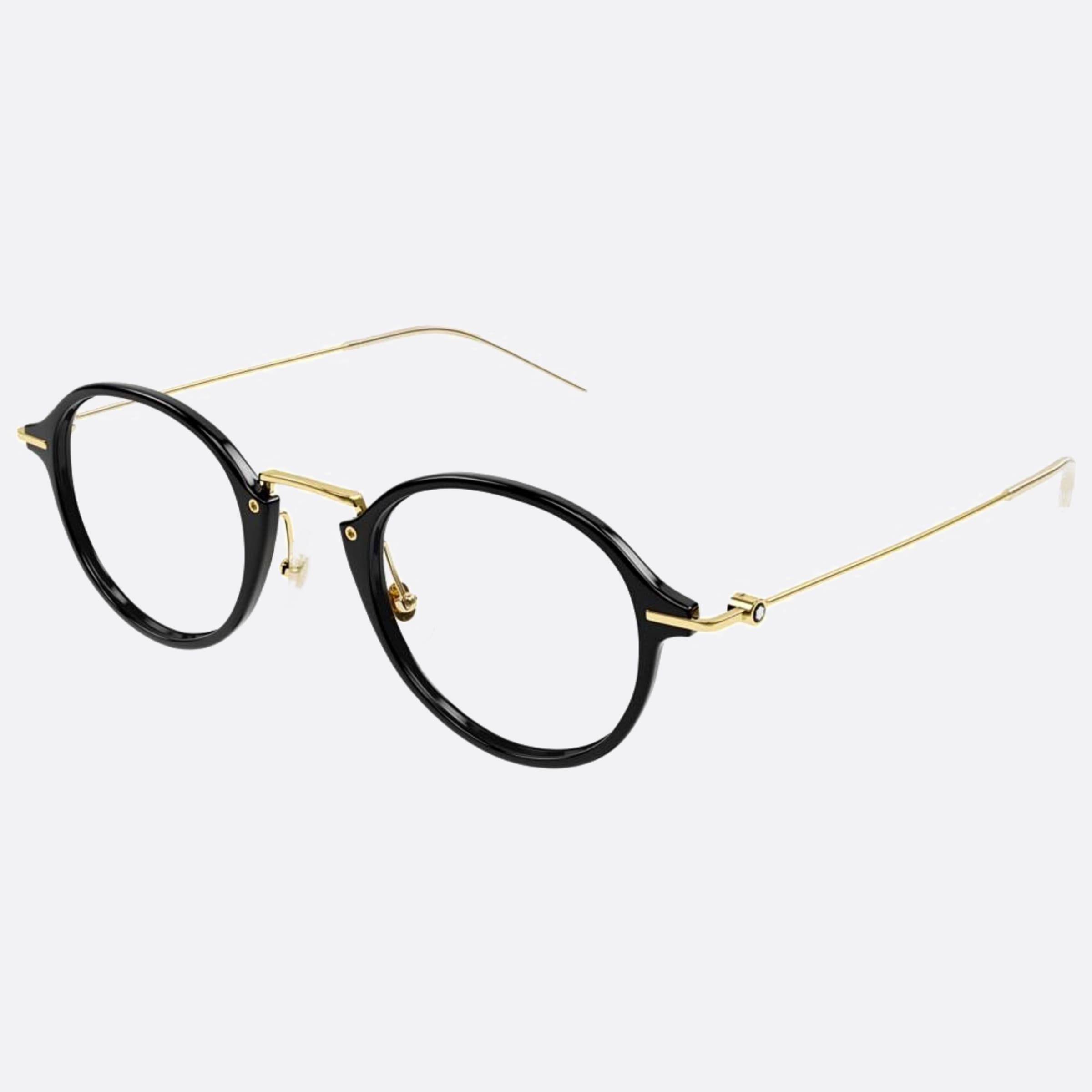 Montblanc 49mm Black Round Man Eyeglasses - Side View