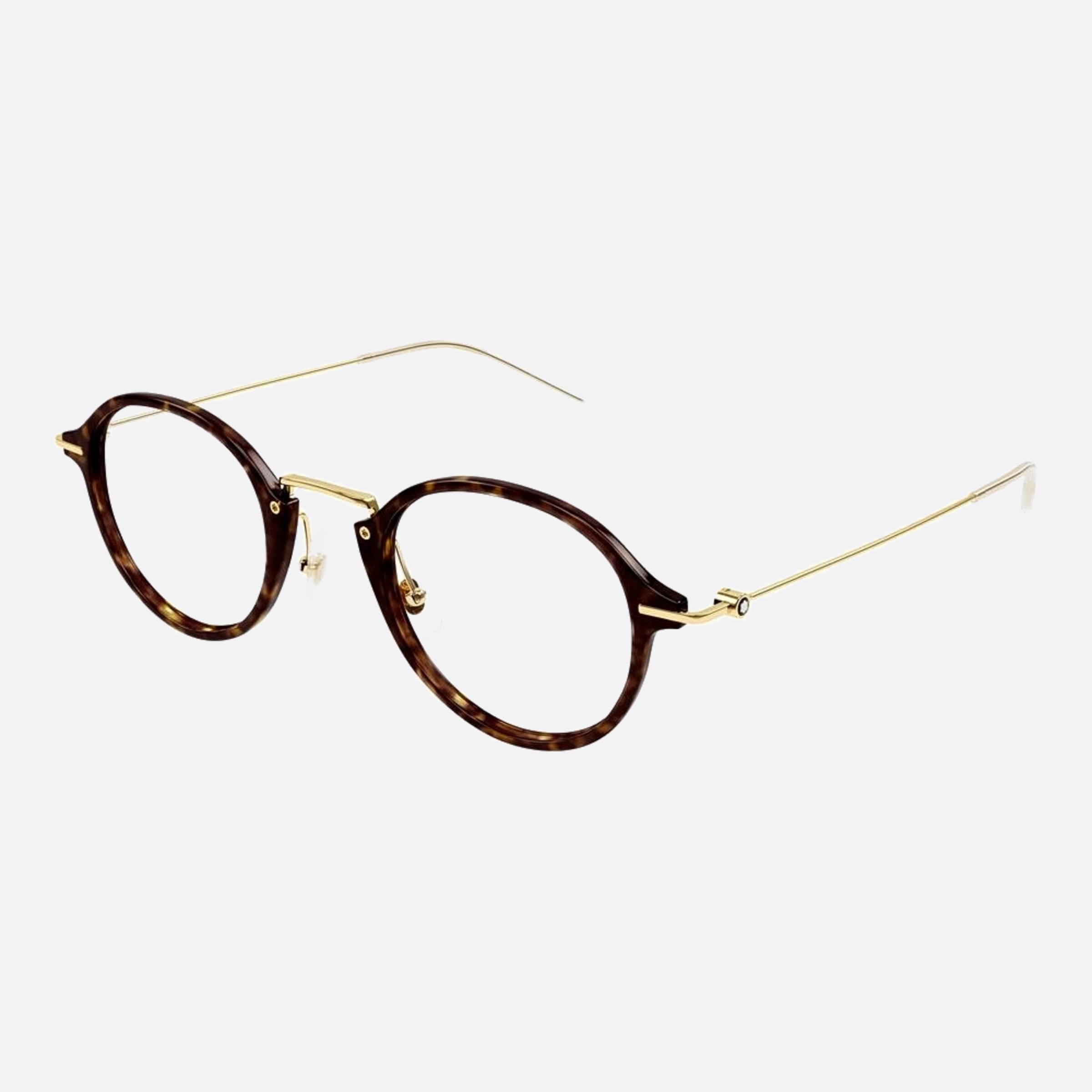Montblanc 49mm Havana Round Man Eyeglasses - Side View