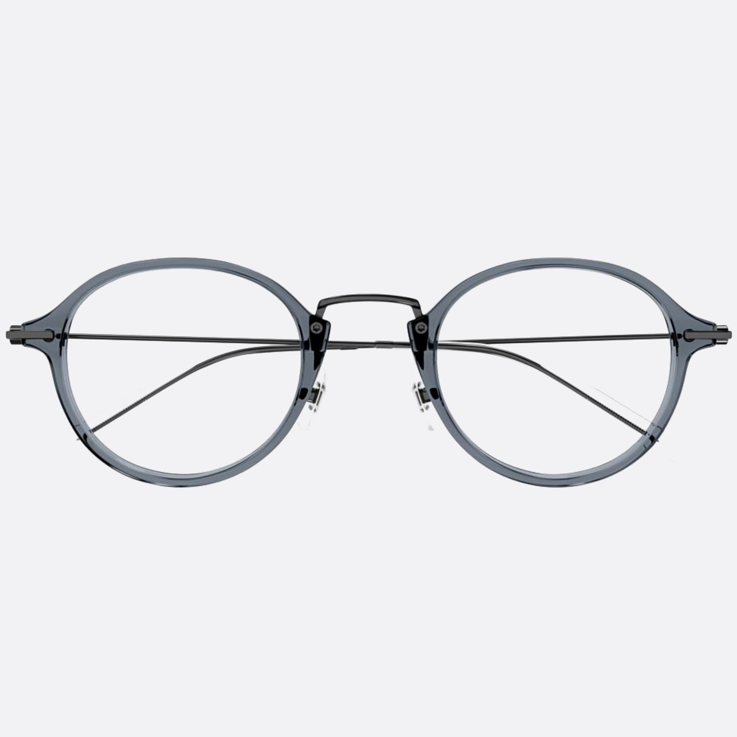 Montblanc 49mm Grey Round Man Eyeglasses - Main View
