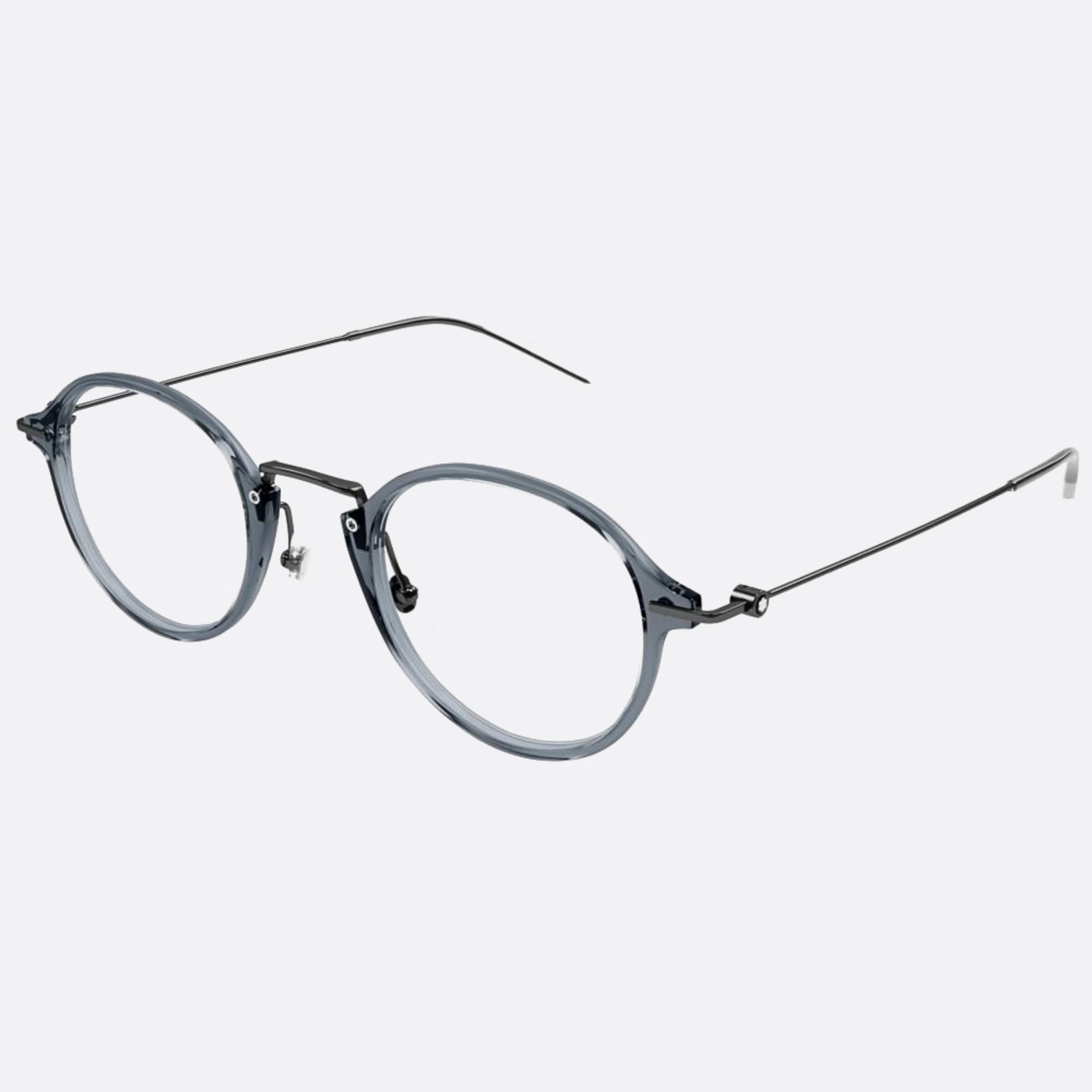 Montblanc 49mm Grey Round Man Eyeglasses - Side View