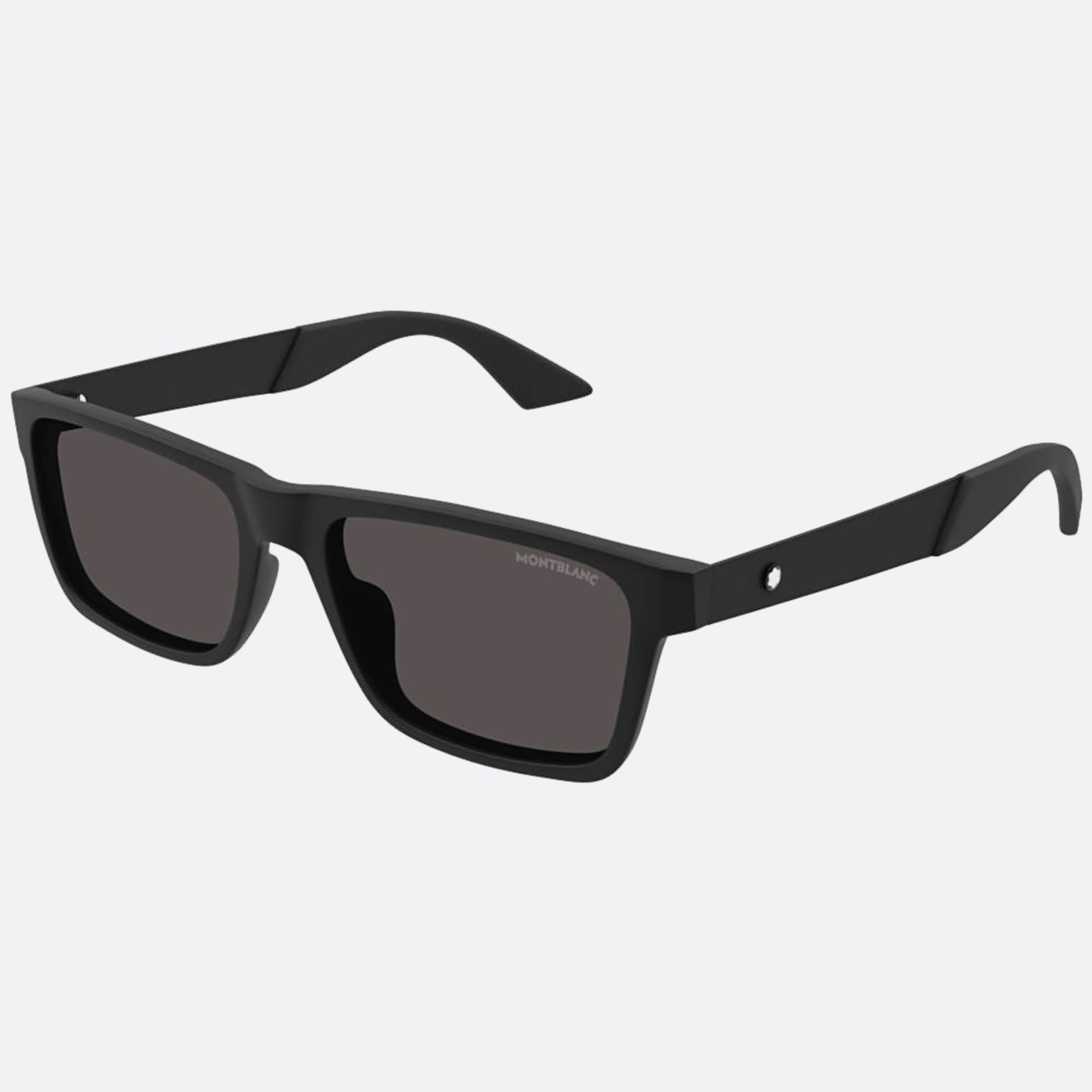 Montblanc 56mm Black Squared Man Sunglasses - Side View
