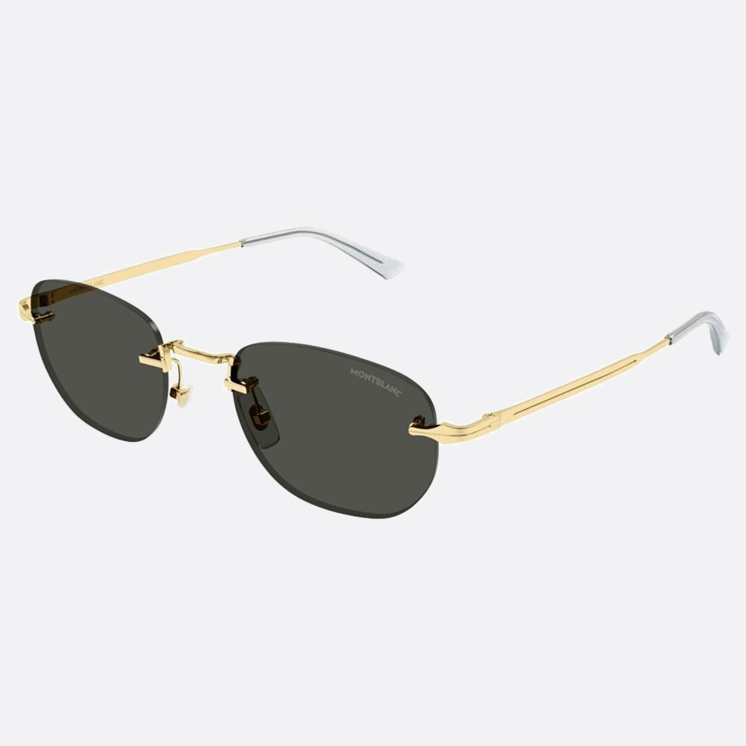 Montblanc 53mm Avant Premiere Gold Geometric Man Sunglasses - Side View