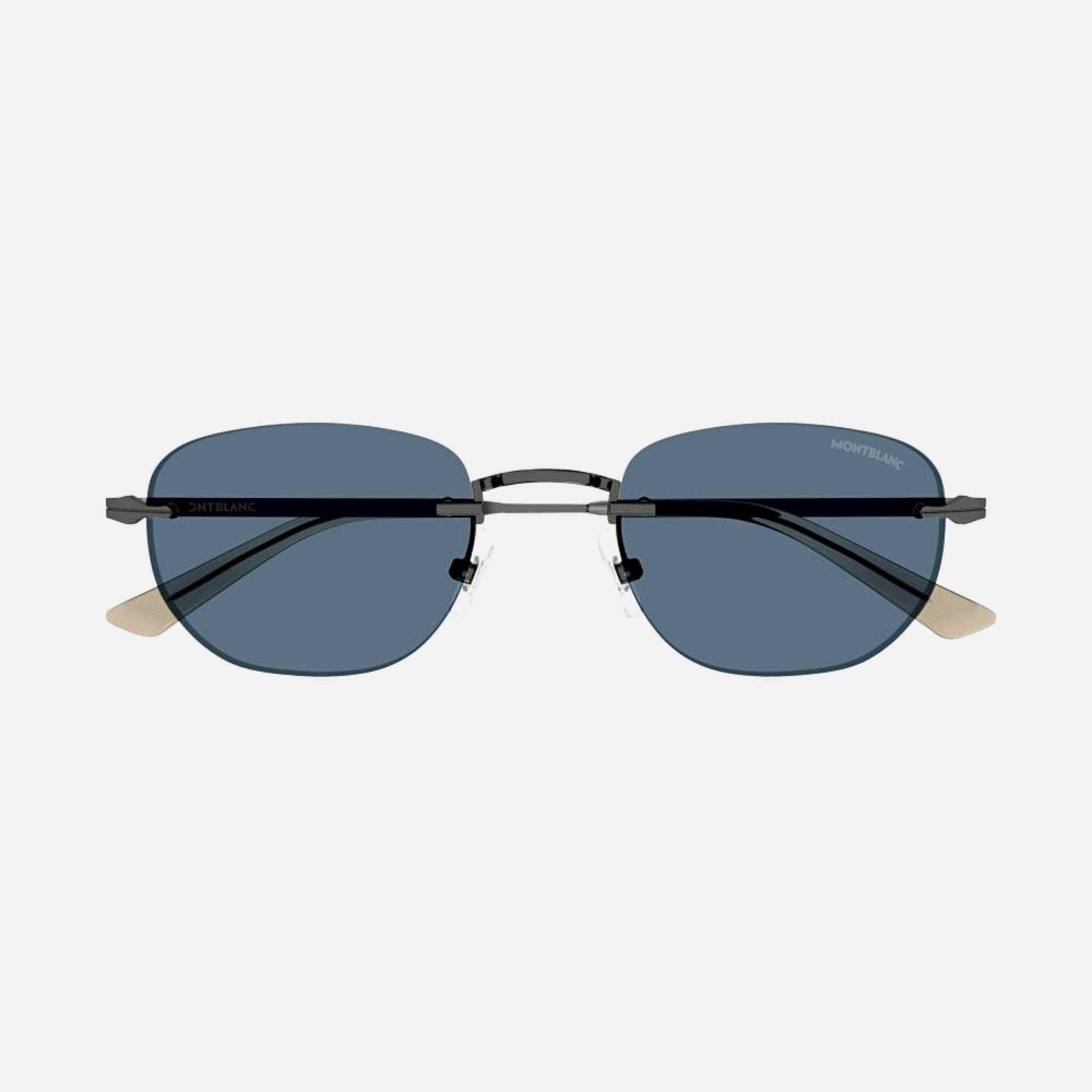 Montblanc 53mm Avant Premiere Ruthenium Geometric Man Sunglasses - Main View